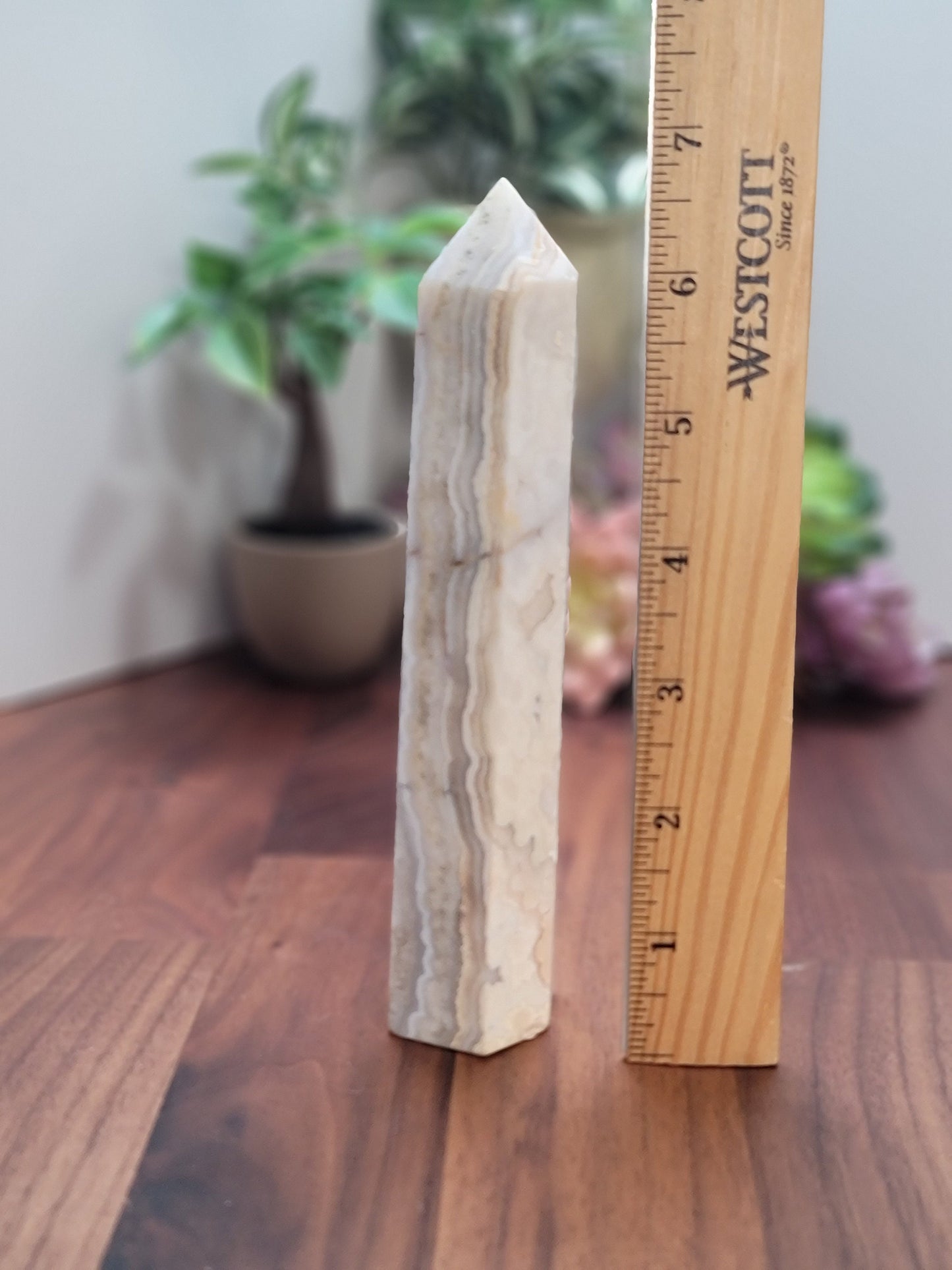 Cool Crazy Lace Agate Tower | 6.5 Inch | B | White Orange and Brown Crystal Point | Only 1 Available