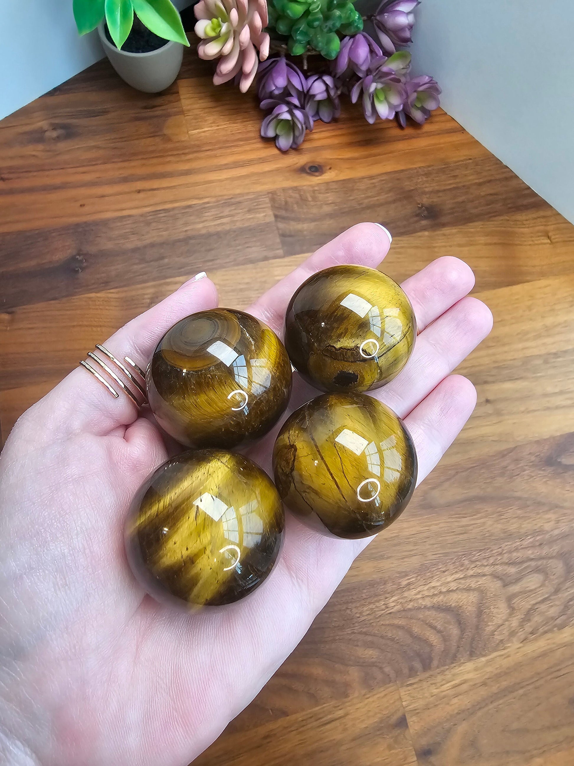 Yellow Tiger Eye Sphere - Flashy Gold Crystal Orb, 35mm
