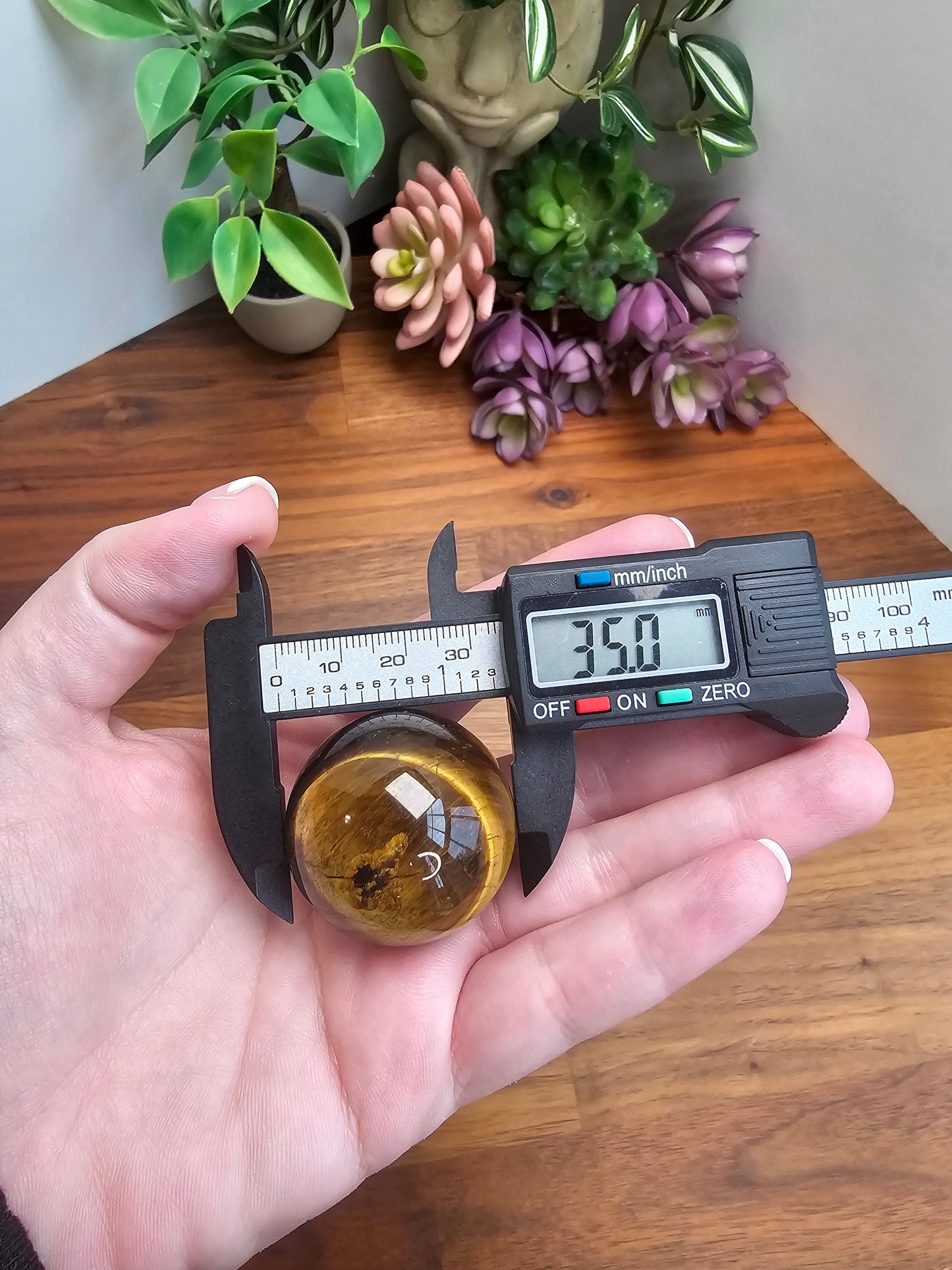 Yellow Tiger Eye Sphere - Flashy Gold Crystal Orb, 35mm
