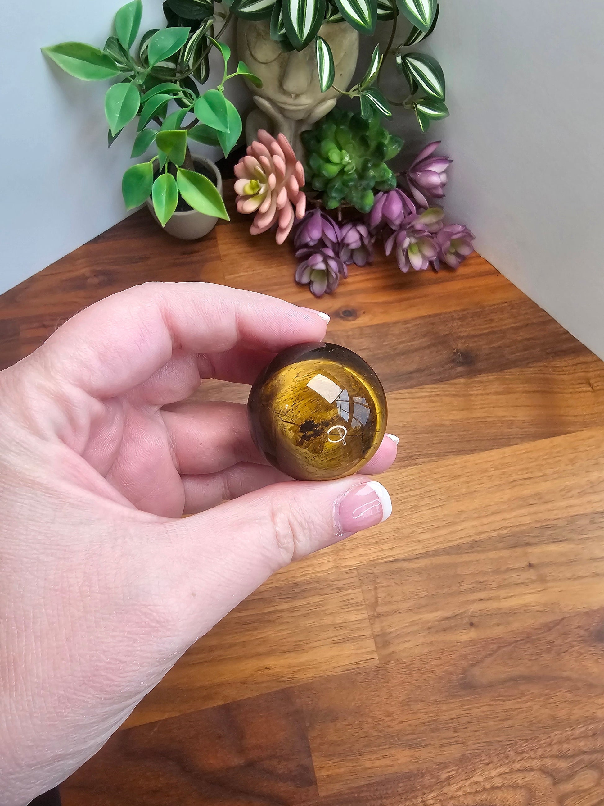 Yellow Tiger Eye Sphere - Flashy Gold Crystal Orb, 35mm