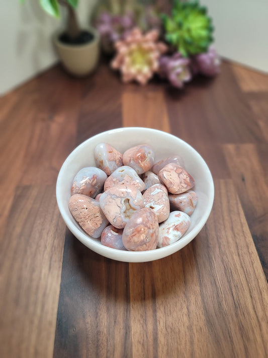 Pink Flower Agate Tumble | Medium | Cotton Candy Agate | Intuitively Chosen
