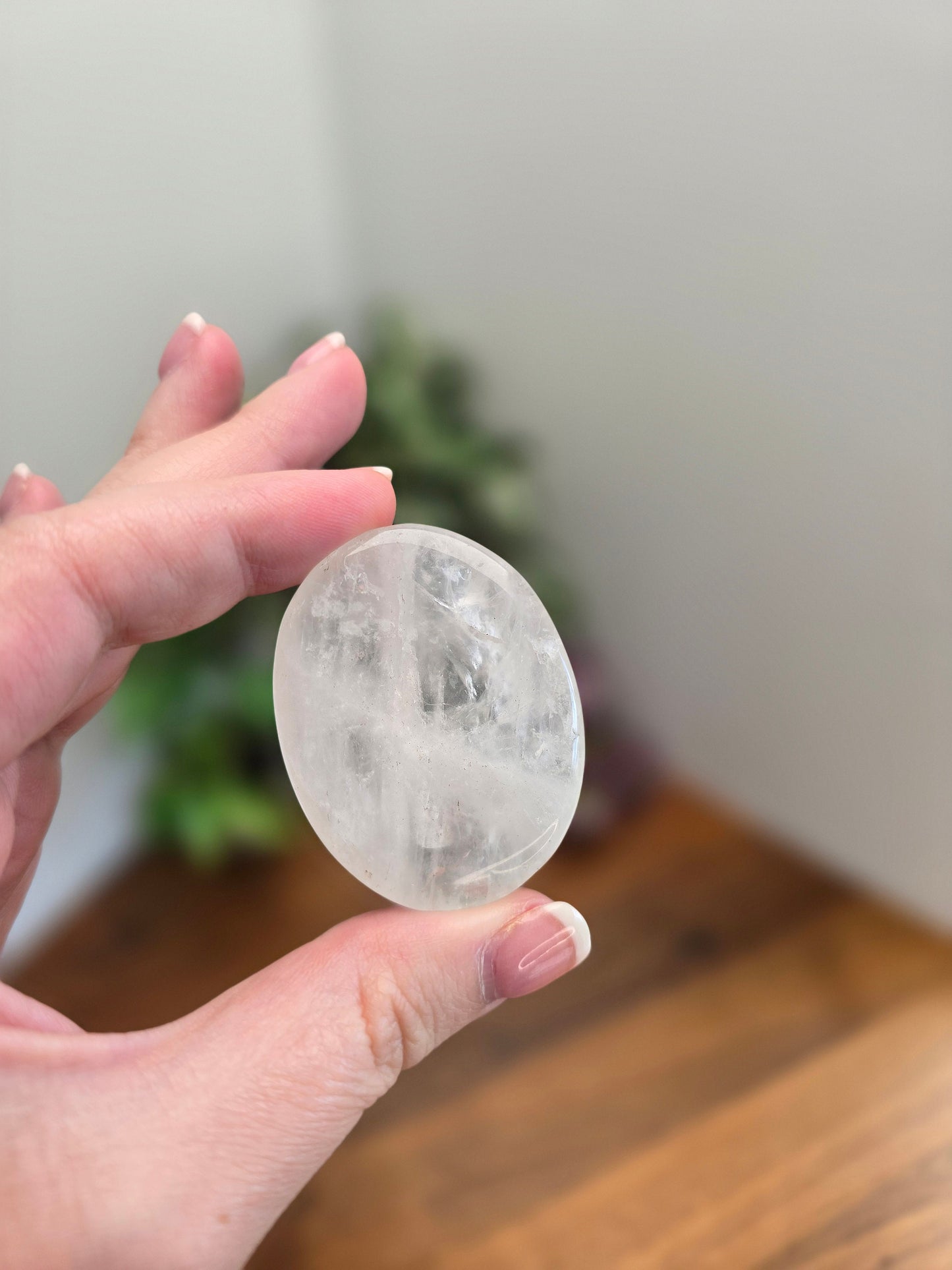 Worry Stone: Clear Quartz Crystal for Fidgeting (1.9 Inch Pocket Size)