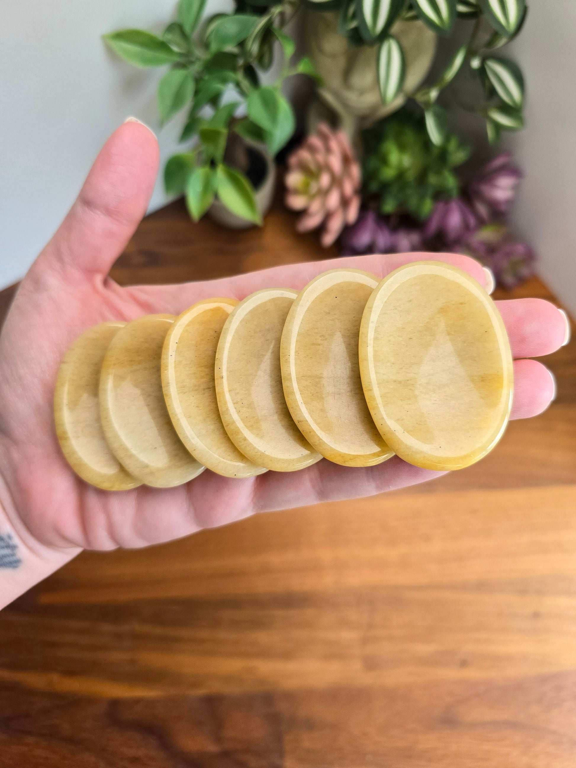 Yellow Aventurine Worry Stones | 1.75" & 1.9" | Golden | Pocket Crystals | ADHD Fidget | Intuitively Chosen
