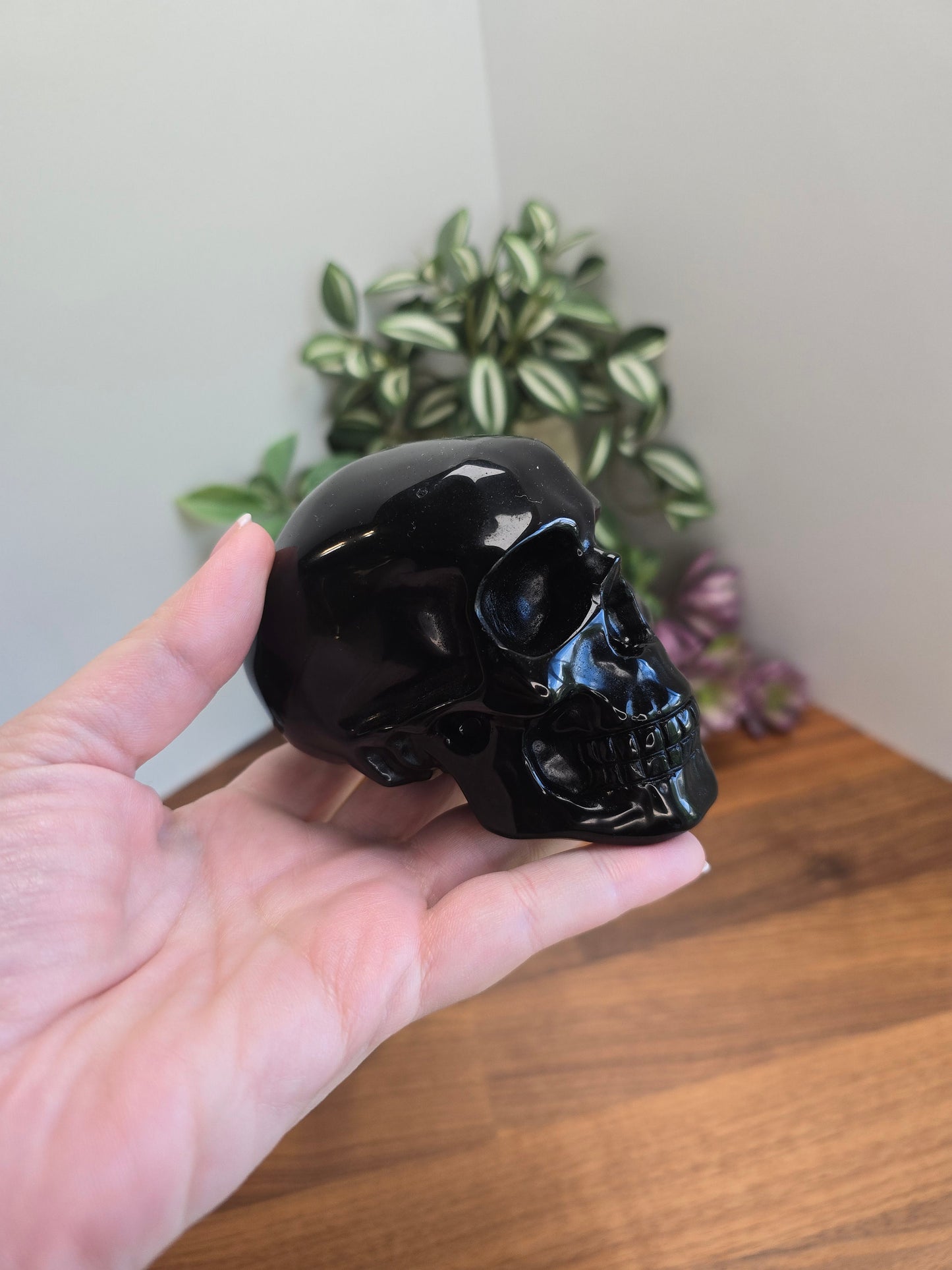 Stunning Obsidian Skull | 4" Glossy Black Crystal Carving for Halloween or Spooky Season Decor | Edgar Allen Poe Core | Summerween Favorites