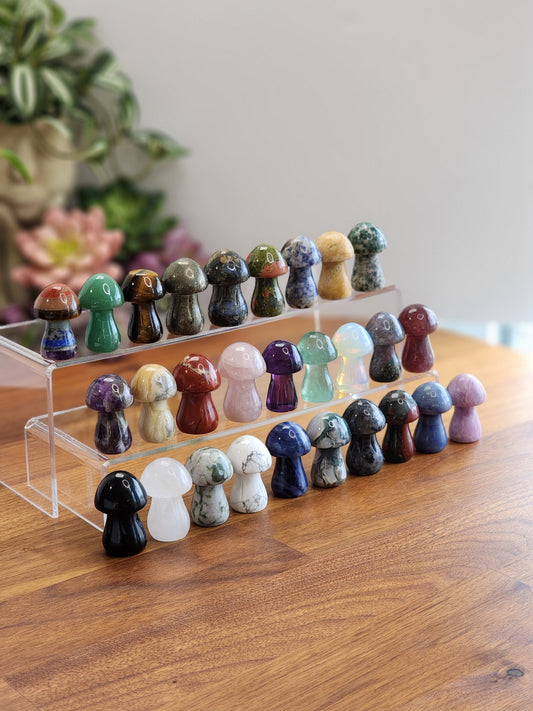Crystal Mushrooms in tons of colors and materials for your Mushroom Collection!