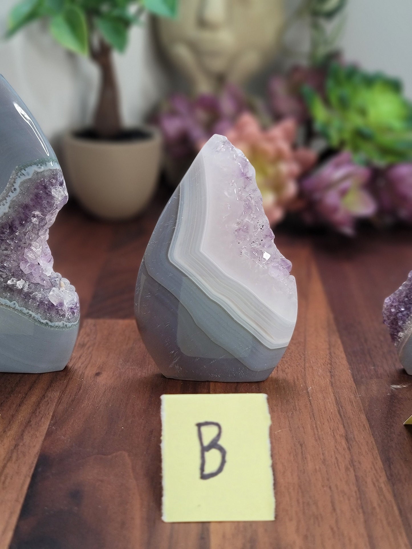 Amethyst Agate Free Forms | 3"-5" | Purple & Clear Quartz Druzy Pockets on Blue Agate | Chose Your Crystal!