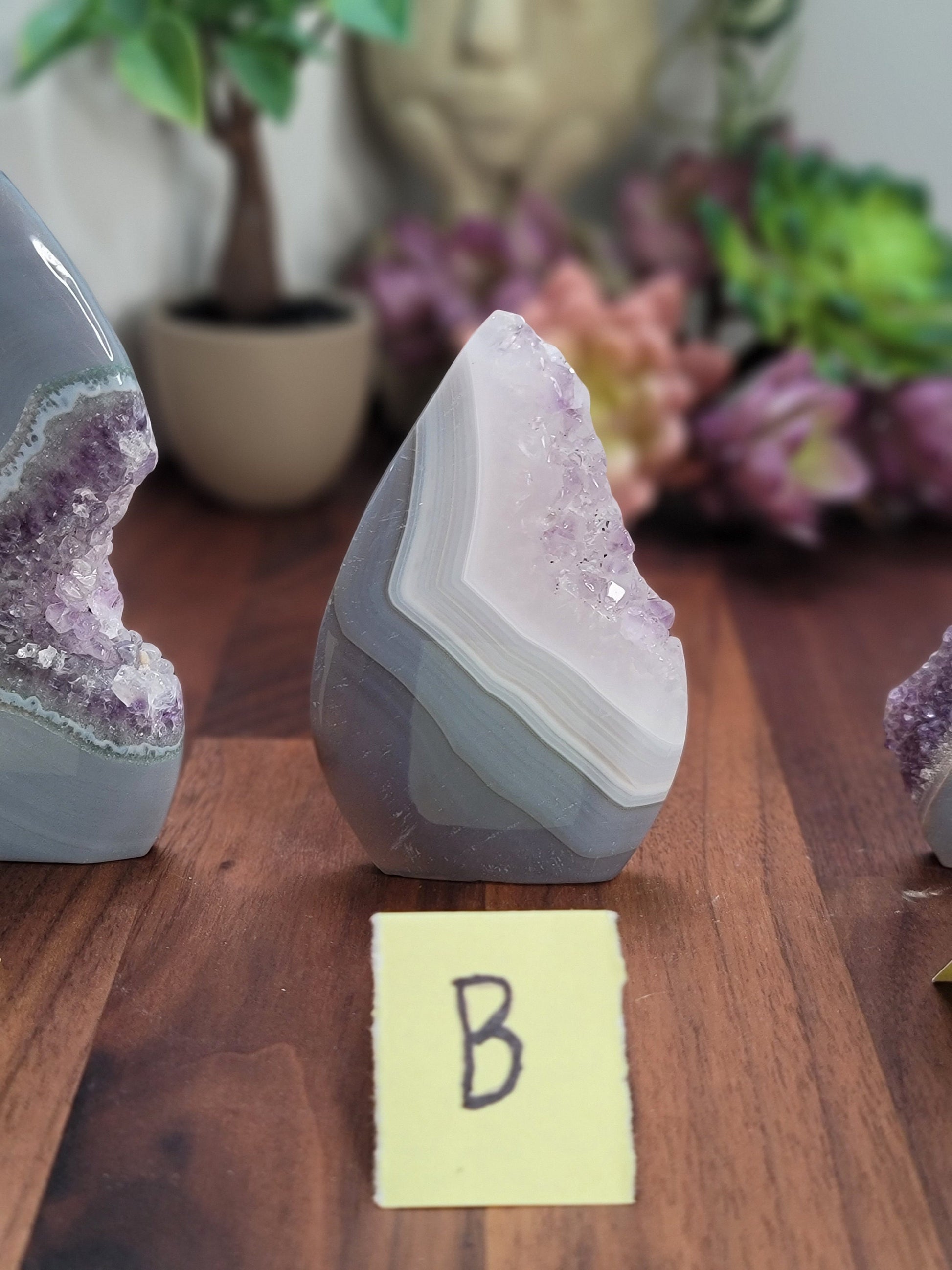 Amethyst Agate Free Forms | 3"-5" | Purple & Clear Quartz Druzy Pockets on Blue Agate | Chose Your Crystal!
