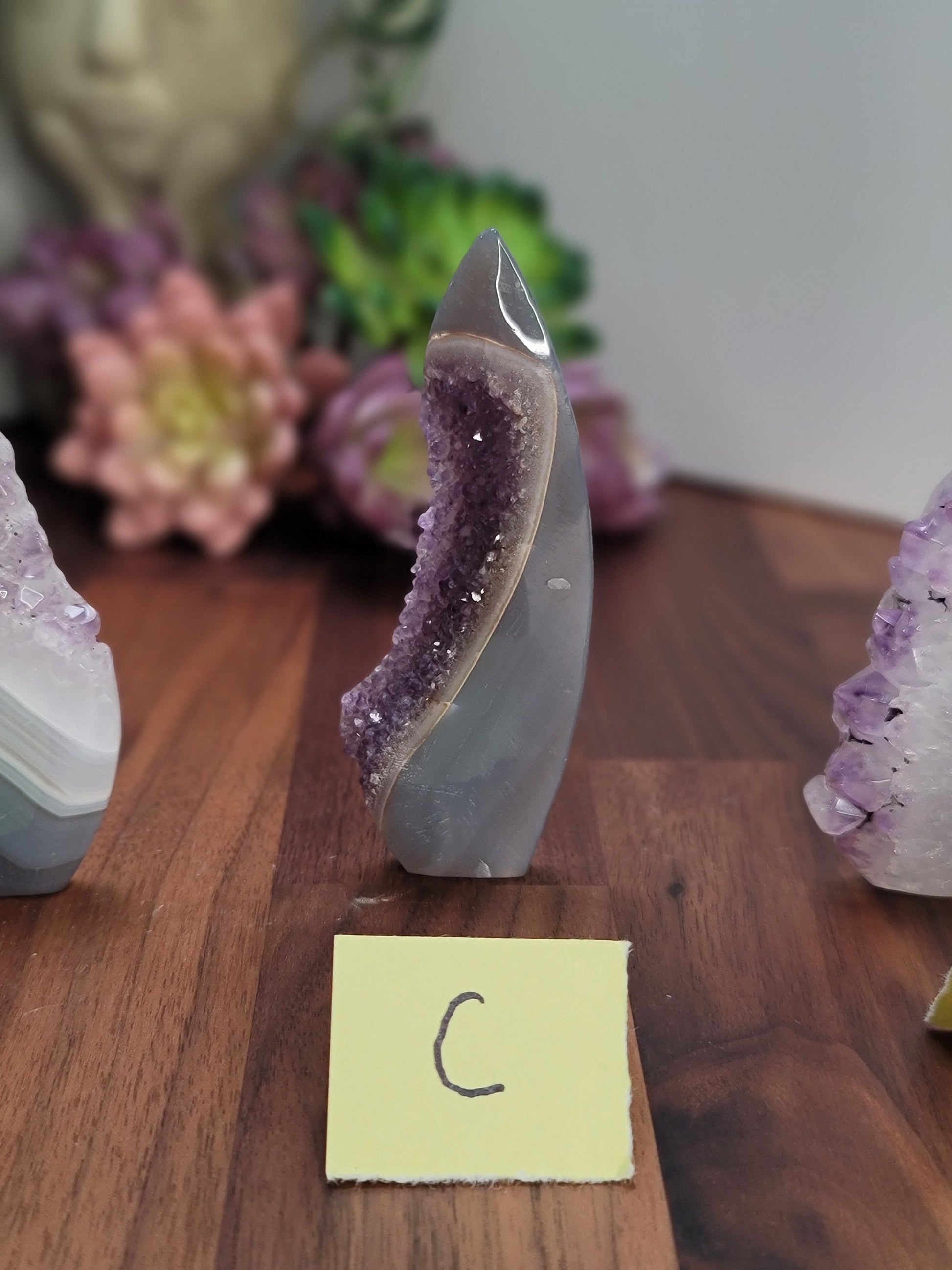 Amethyst Agate Free Forms | 3"-5" | Purple & Clear Quartz Druzy Pockets on Blue Agate | Chose Your Crystal!