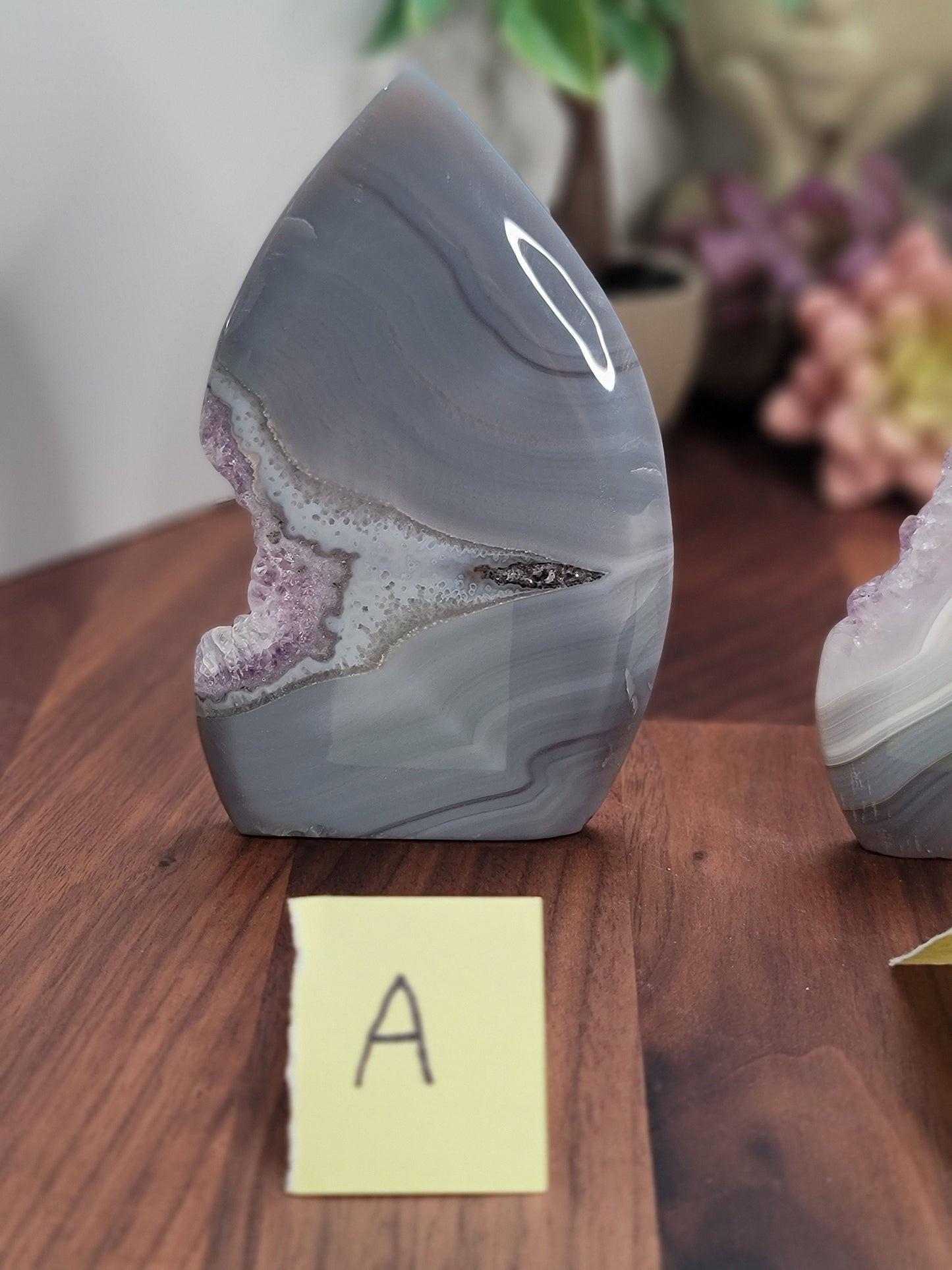 Amethyst Agate Free Forms | 3"-5" | Purple & Clear Quartz Druzy Pockets on Blue Agate | Chose Your Crystal!