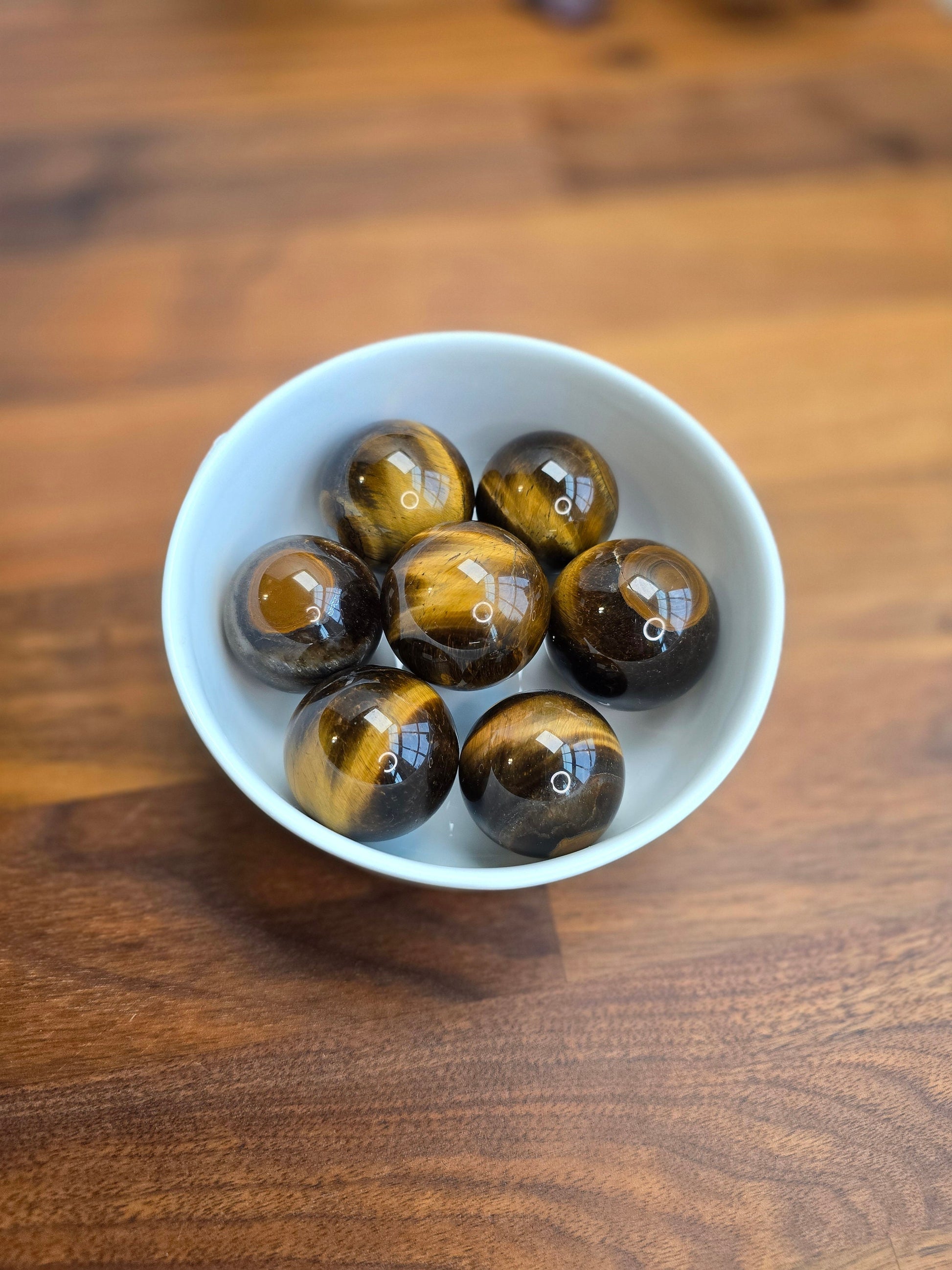 Yellow Tiger Eye Sphere - Flashy Gold Crystal Orb, 35mm
