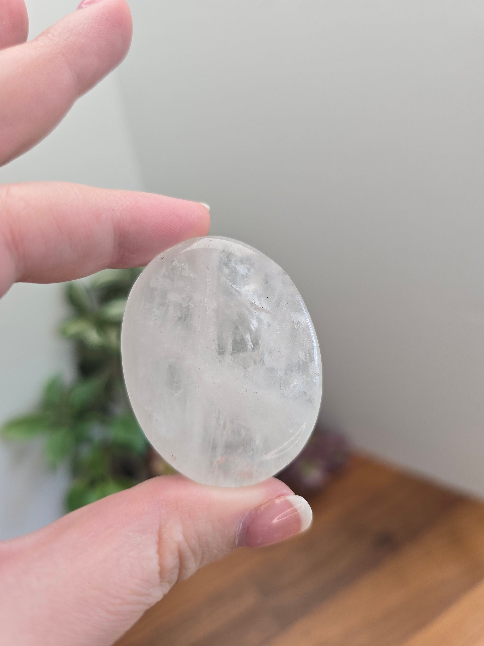 Worry Stone: Clear Quartz Crystal for Fidgeting (1.9 Inch Pocket Size)
