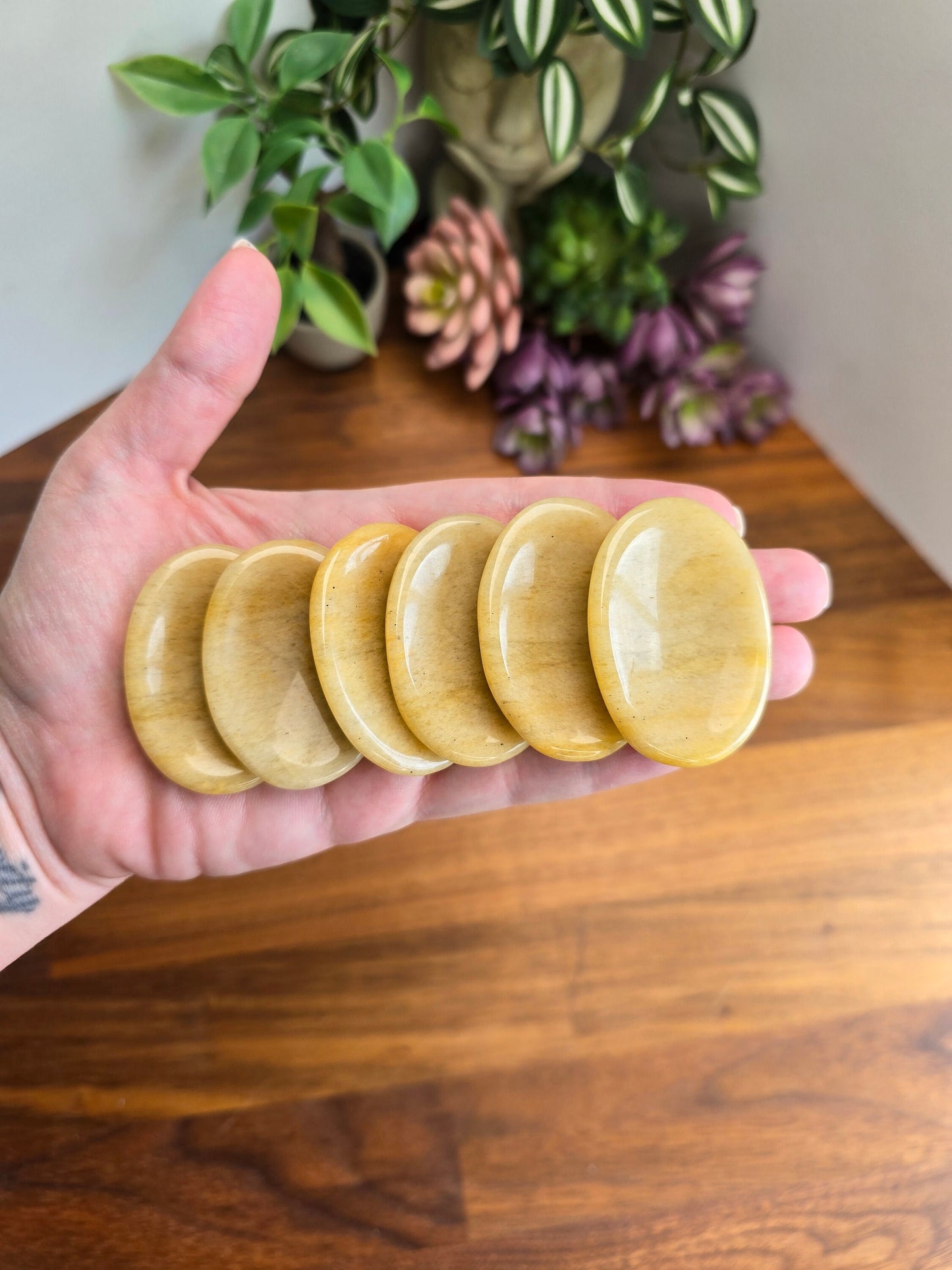 Yellow Aventurine Worry Stones | 1.75" & 1.9" | Golden | Pocket Crystals | ADHD Fidget | Intuitively Chosen