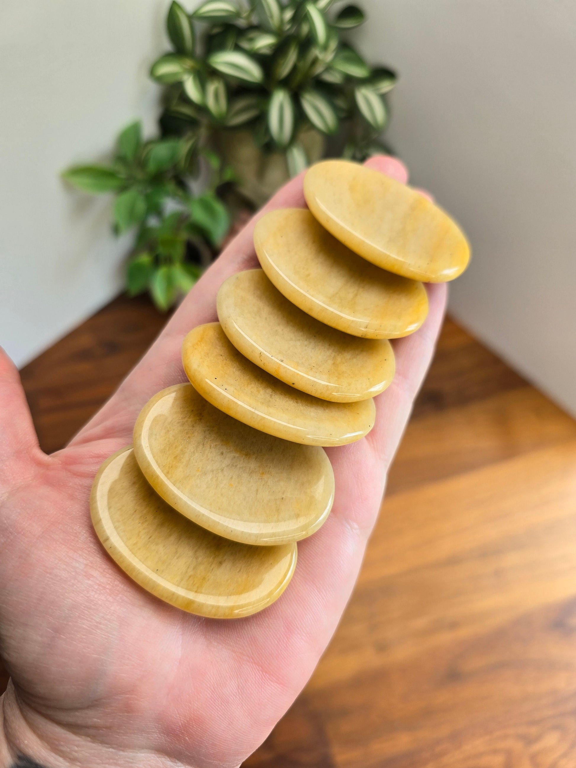Yellow Aventurine Worry Stones | 1.75" & 1.9" | Golden | Pocket Crystals | ADHD Fidget | Intuitively Chosen