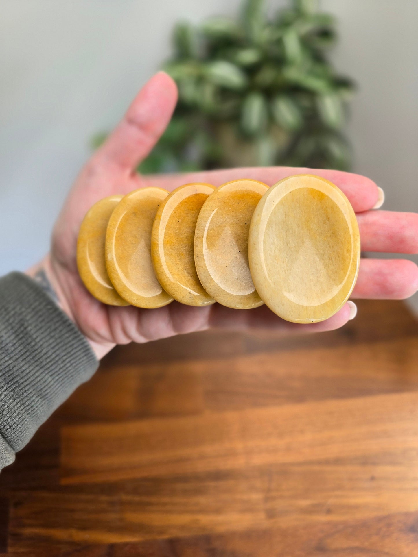 Yellow Aventurine Worry Stone: Large ADHD Fidget Pocket Stone