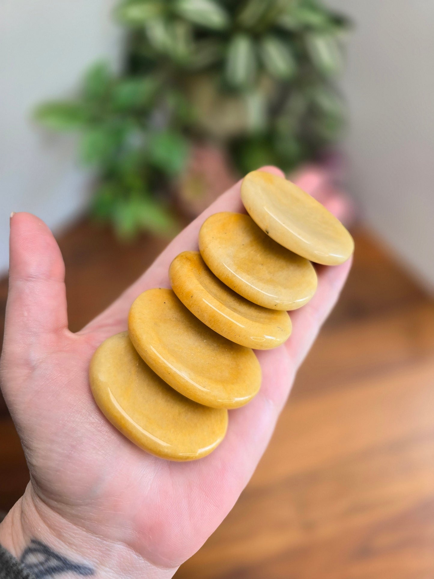 Yellow Aventurine Worry Stone: Large ADHD Fidget Pocket Stone