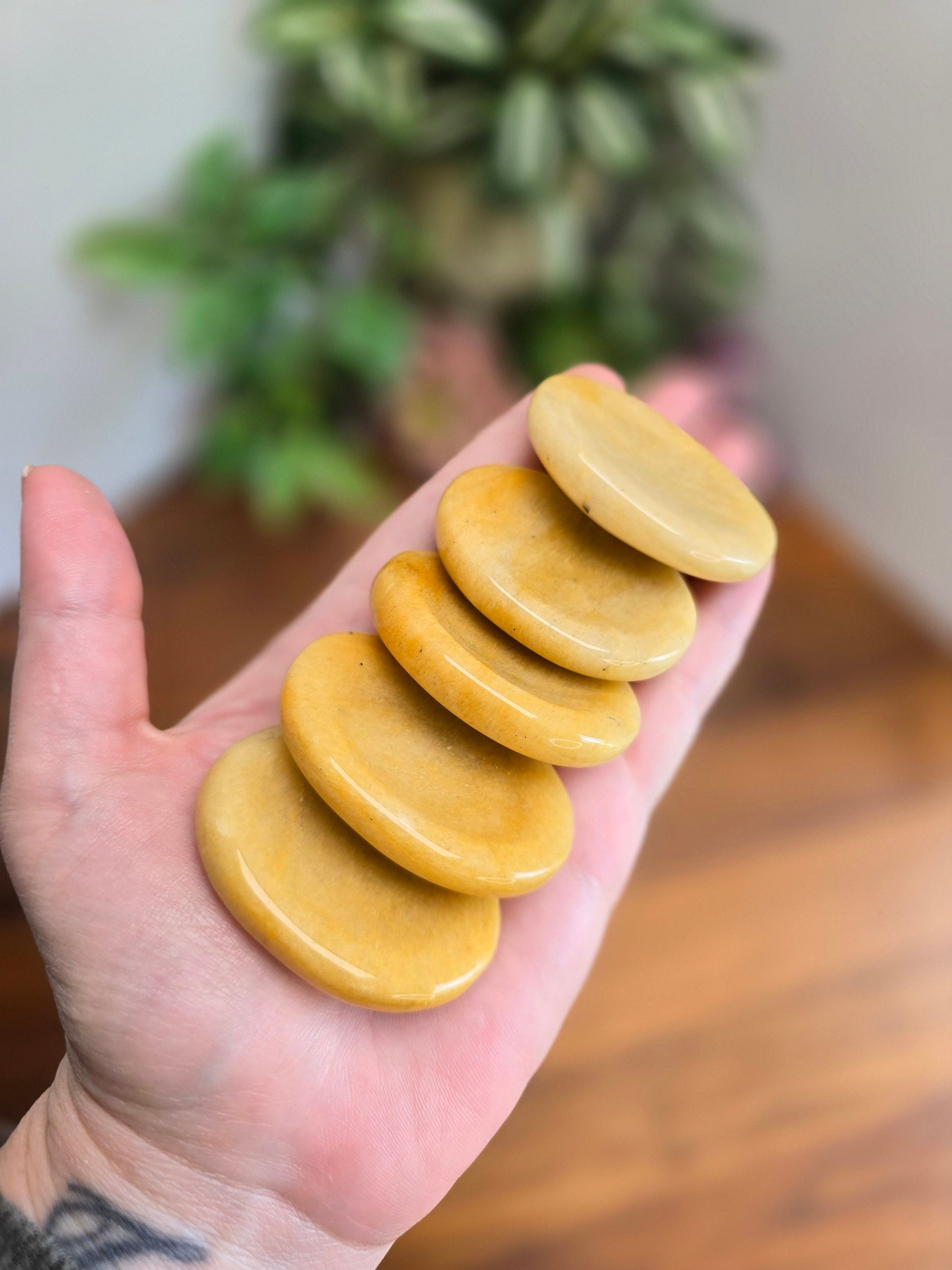 Yellow Aventurine Worry Stone: Large ADHD Fidget Pocket Stone