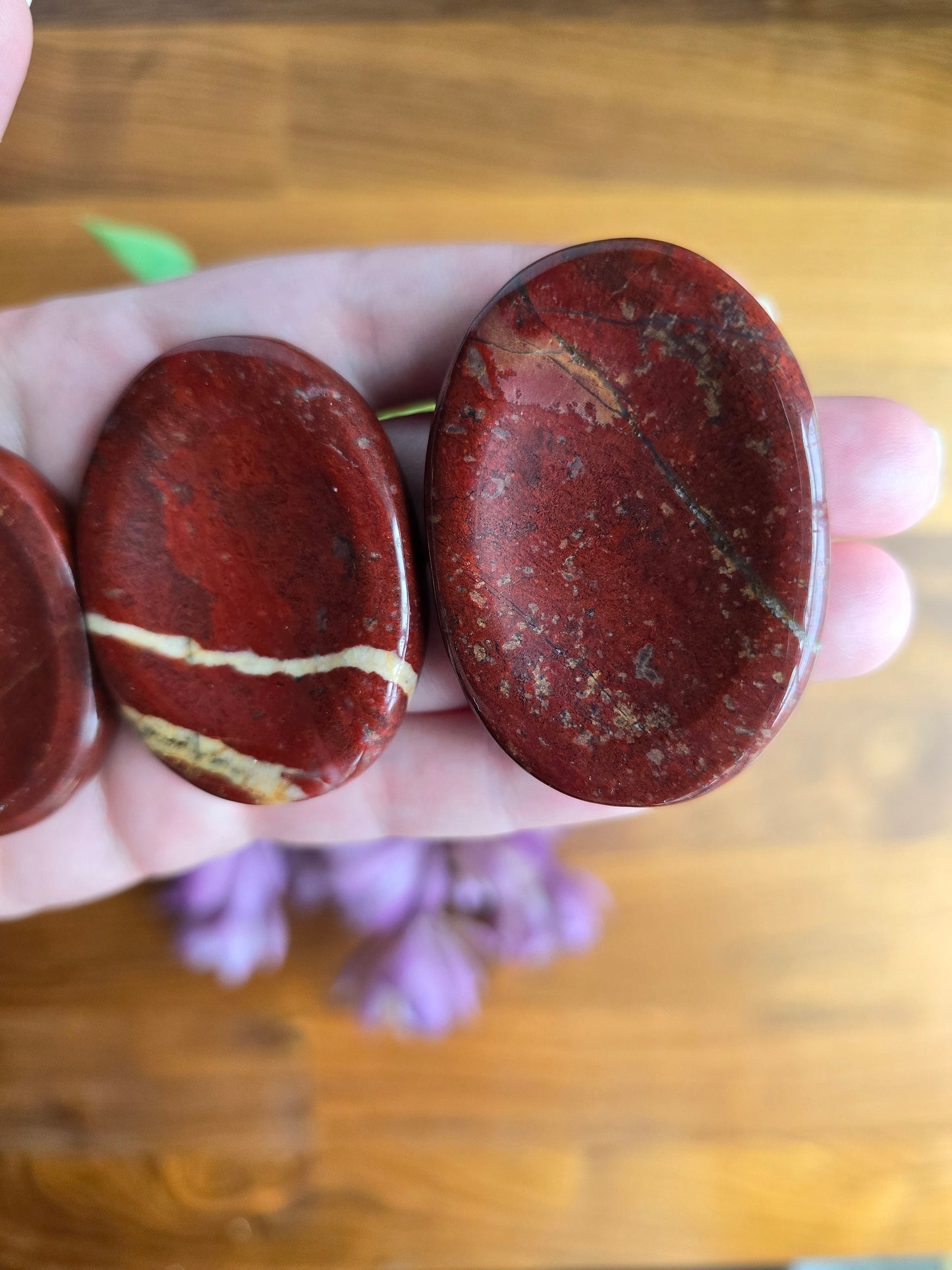 Red Jasper Worry Stone: Brecciated Crystal Fidget (1.9")