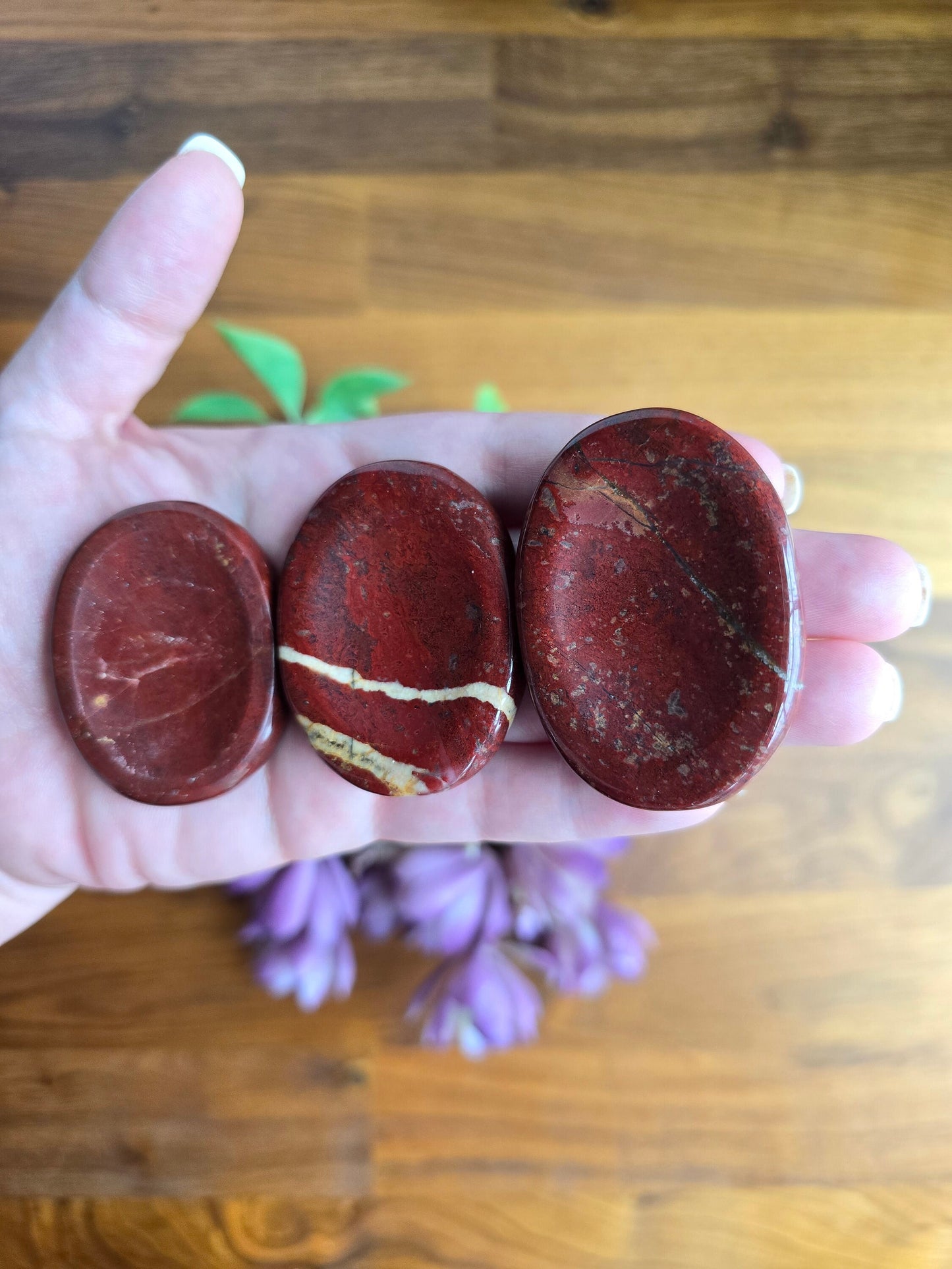 Red Jasper Worry Stone: Brecciated Crystal Fidget (1.9")