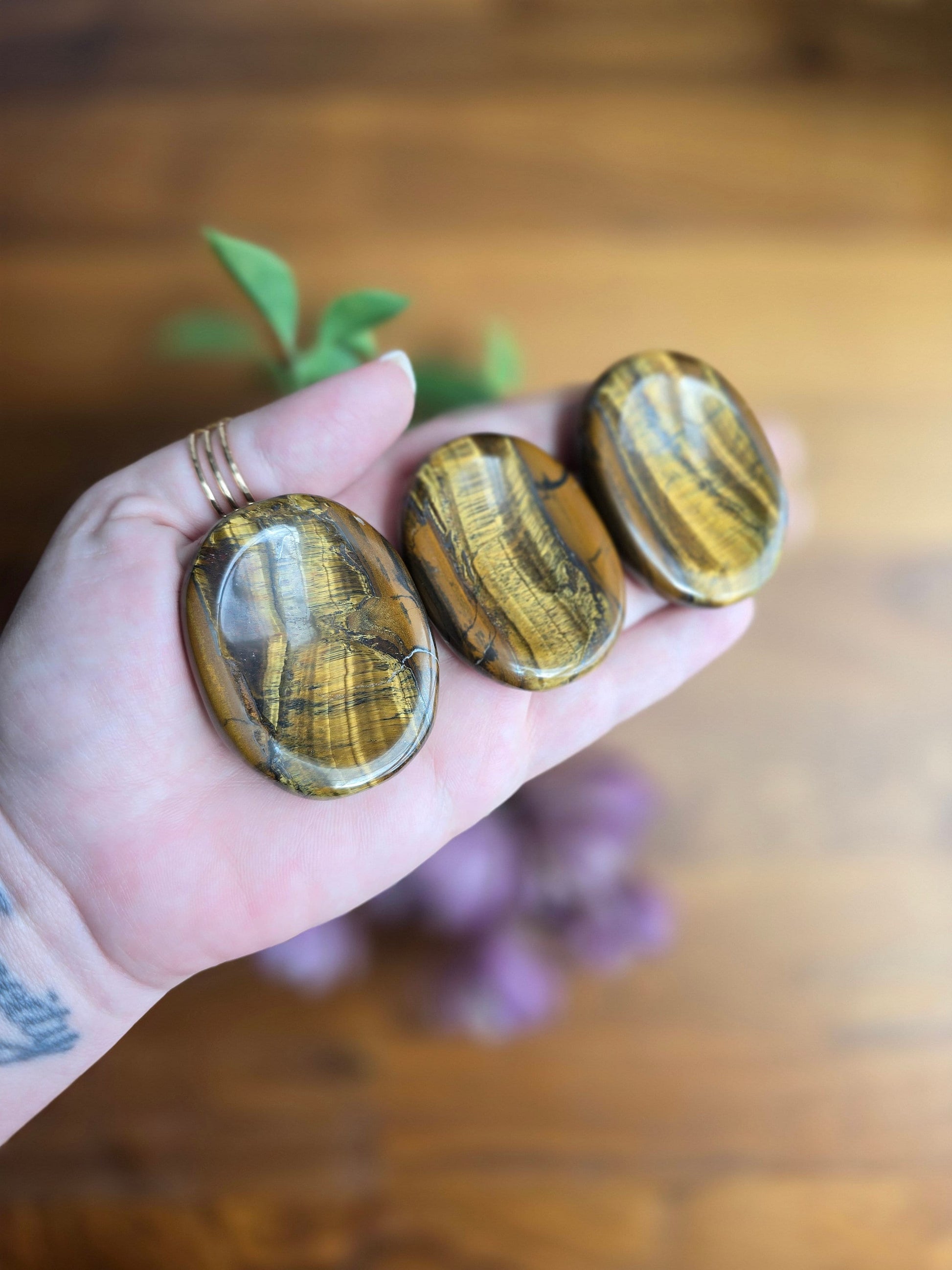 Tiger Eye Worry Stone - Polished Pocket Crystal for Calm