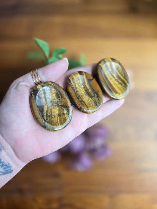 Tiger Eye Worry Stone - Polished Pocket Crystal for Calm