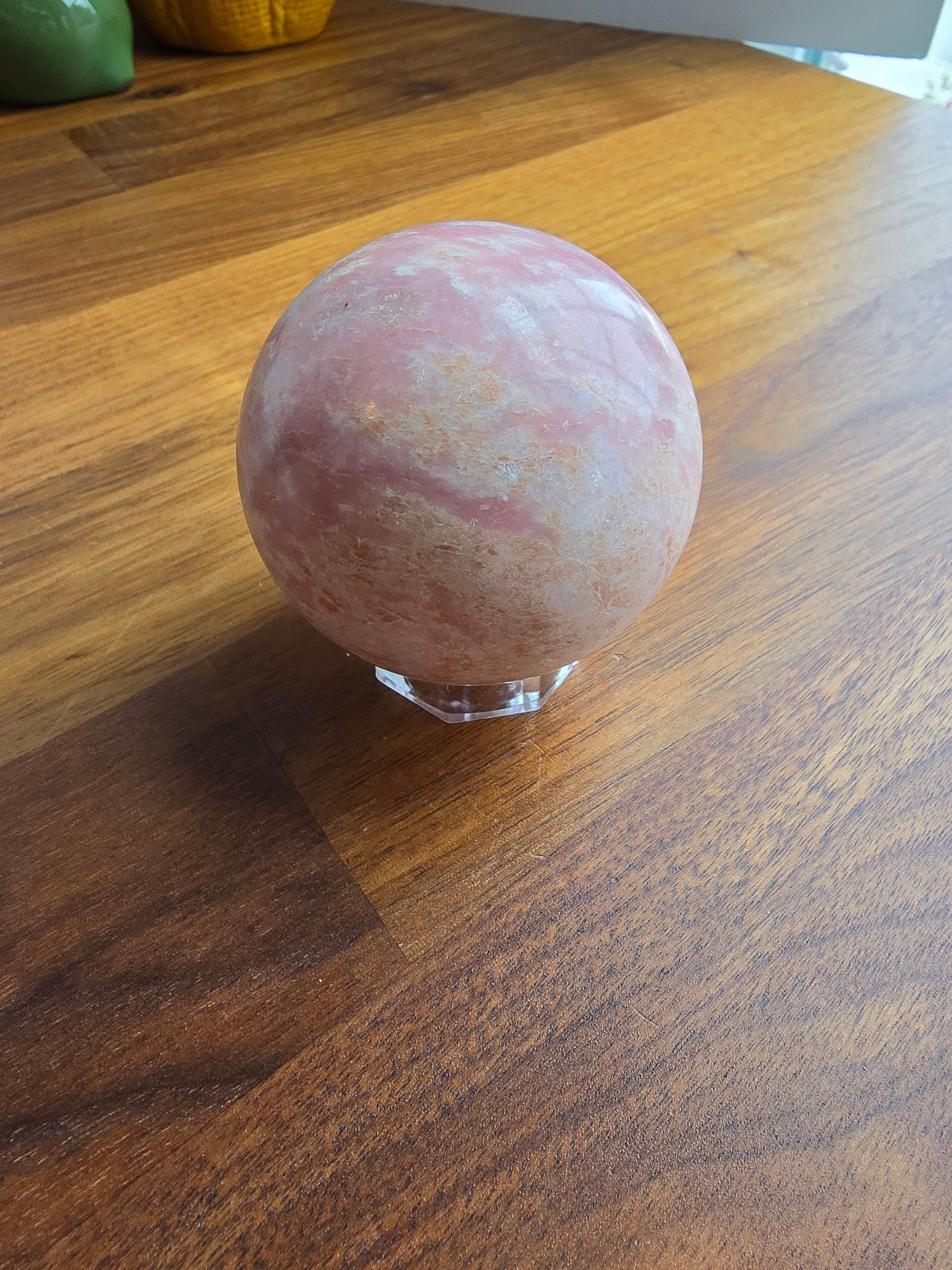 Crystal Sphere: Pink Opal Soft Pink Cream - Natural Stone Decor