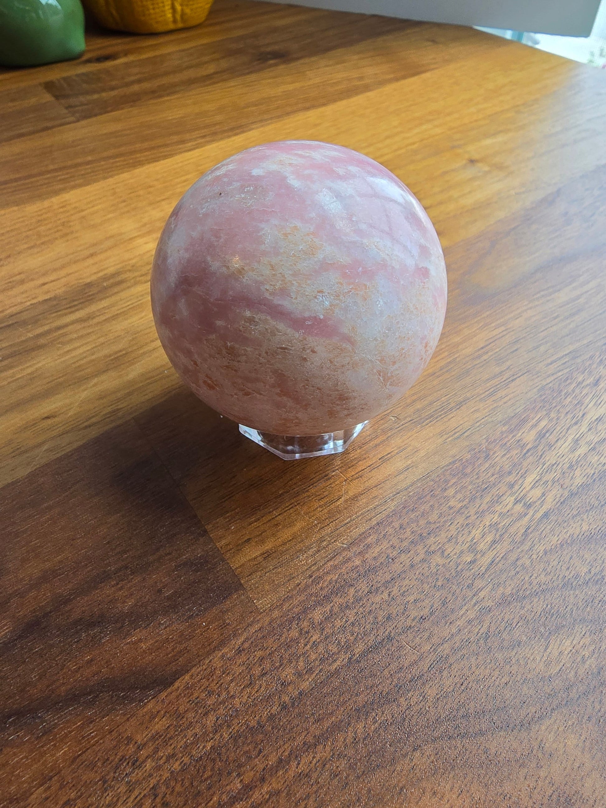 Crystal Sphere: Pink Opal Soft Pink Cream - Natural Stone Decor