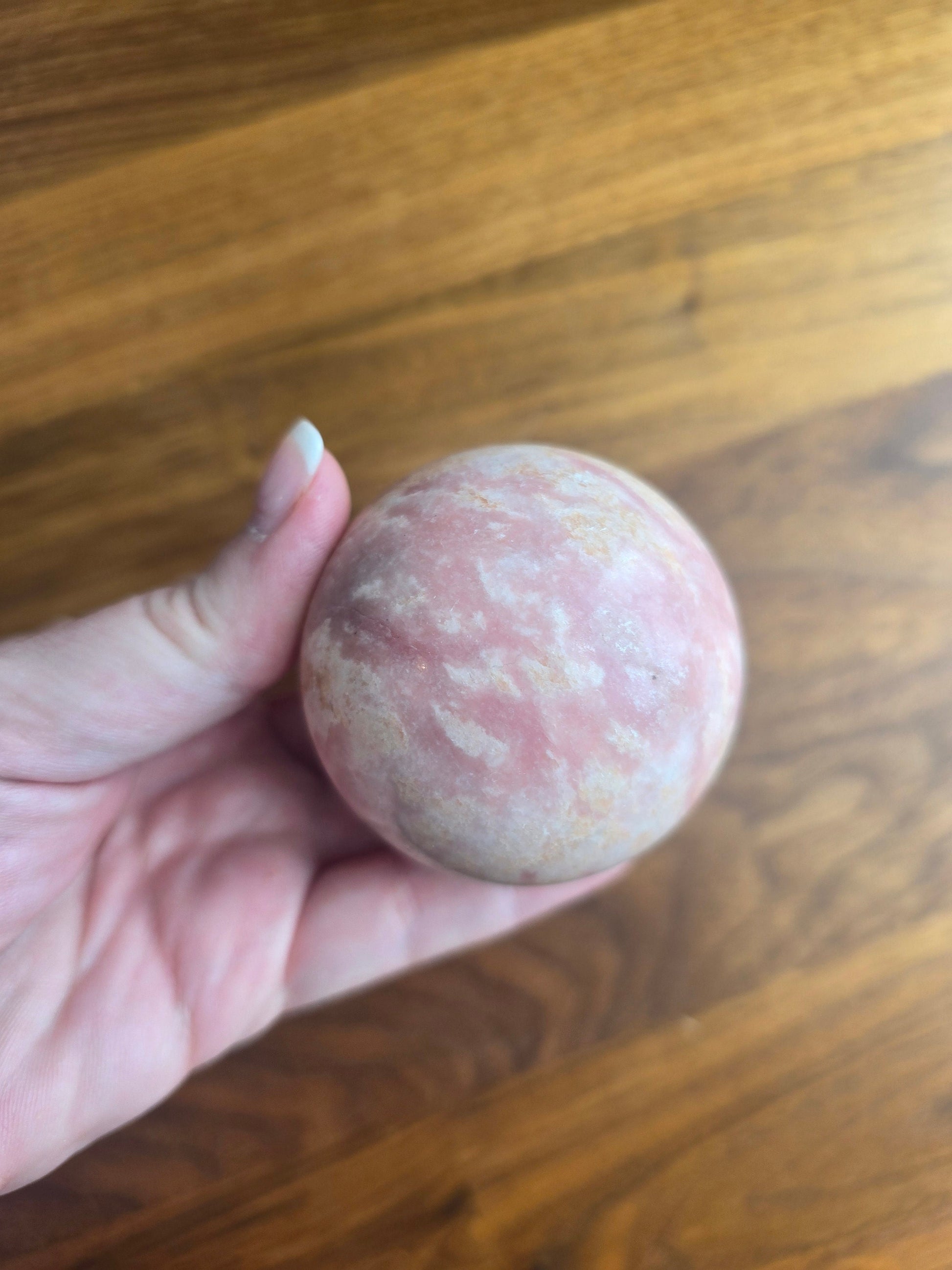 This Pretty Pink Opal Crystal Sphere is perfect for a teen girl who loves crystals or mother's day, or even Easter Decor.