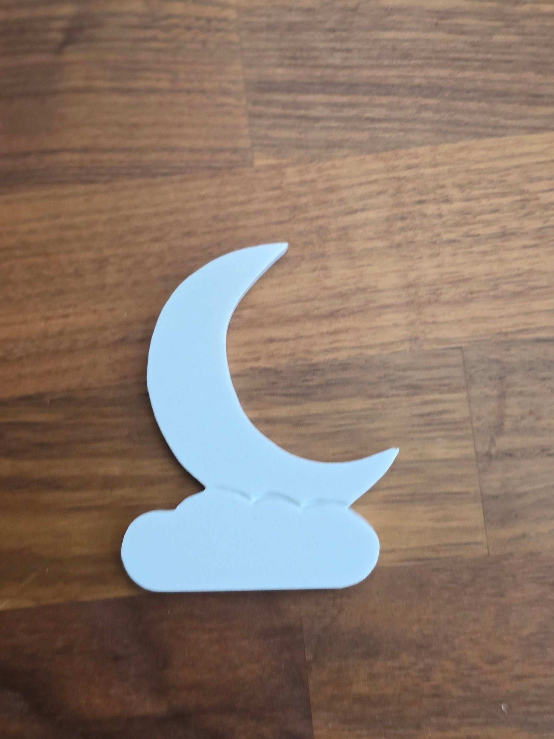 White Moon and Clouds Carving | White with sparkling luster finish | Howl at the Moon | Around 4" | MISFIT - Heavy Laquer
