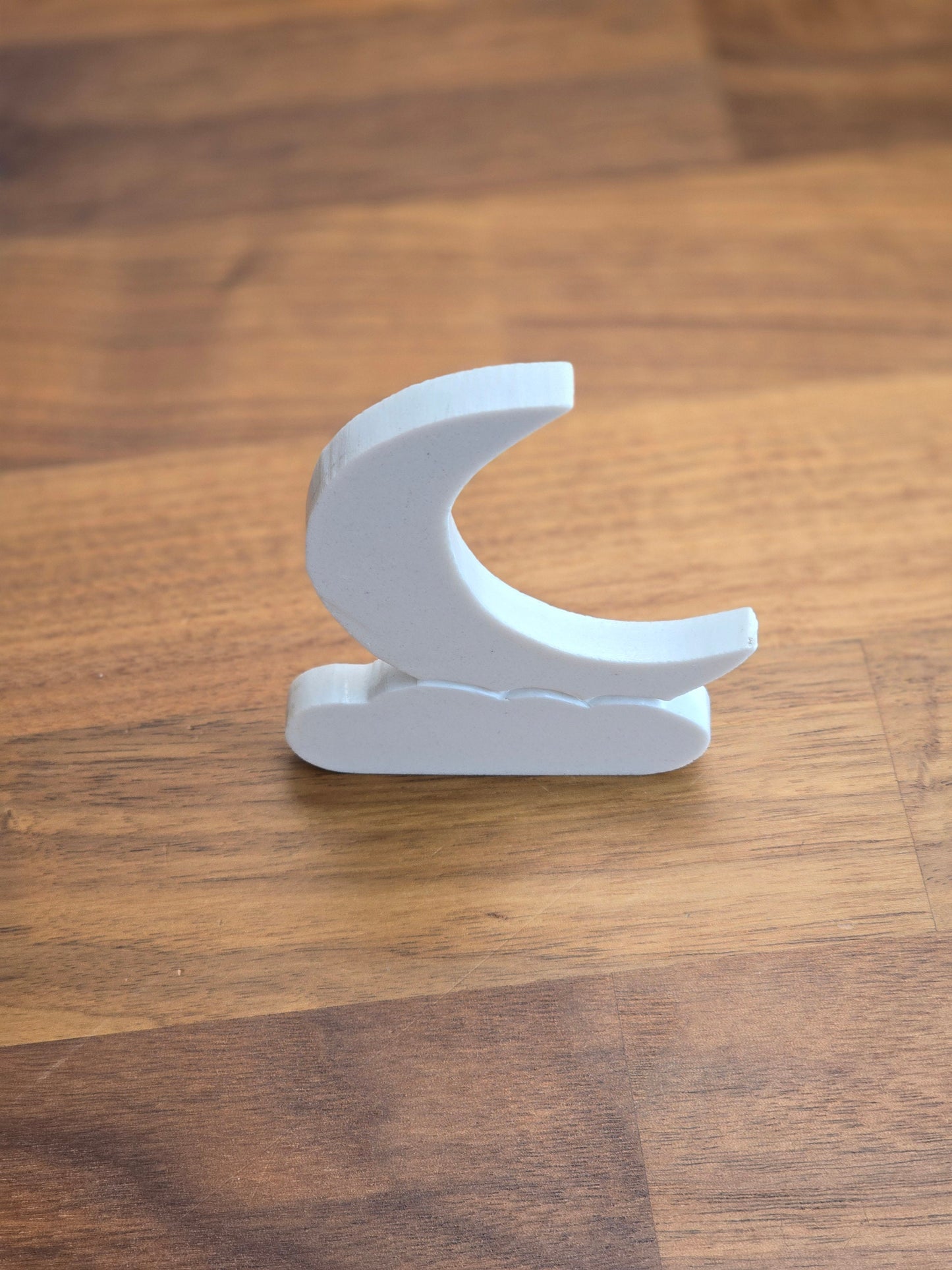 White Moon and Clouds Carving | White with sparkling luster finish | Howl at the Moon | Around 4" | MISFIT - Heavy Laquer
