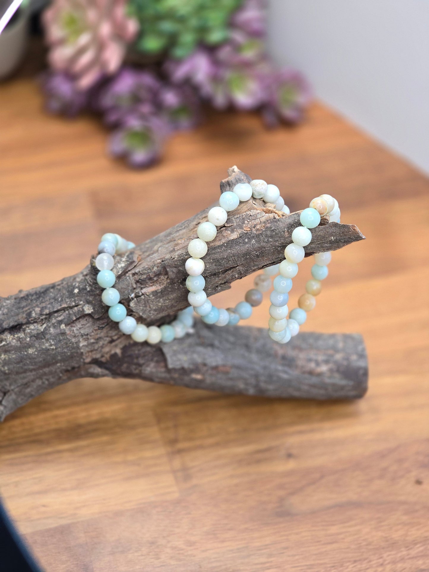 Caribbean Calcite Bracelet | 8MM Crystal Favorites | Calm Ocean Blue, hints of White Surf and Tan Sand | Sea Witch Jewelry & Coastal Love