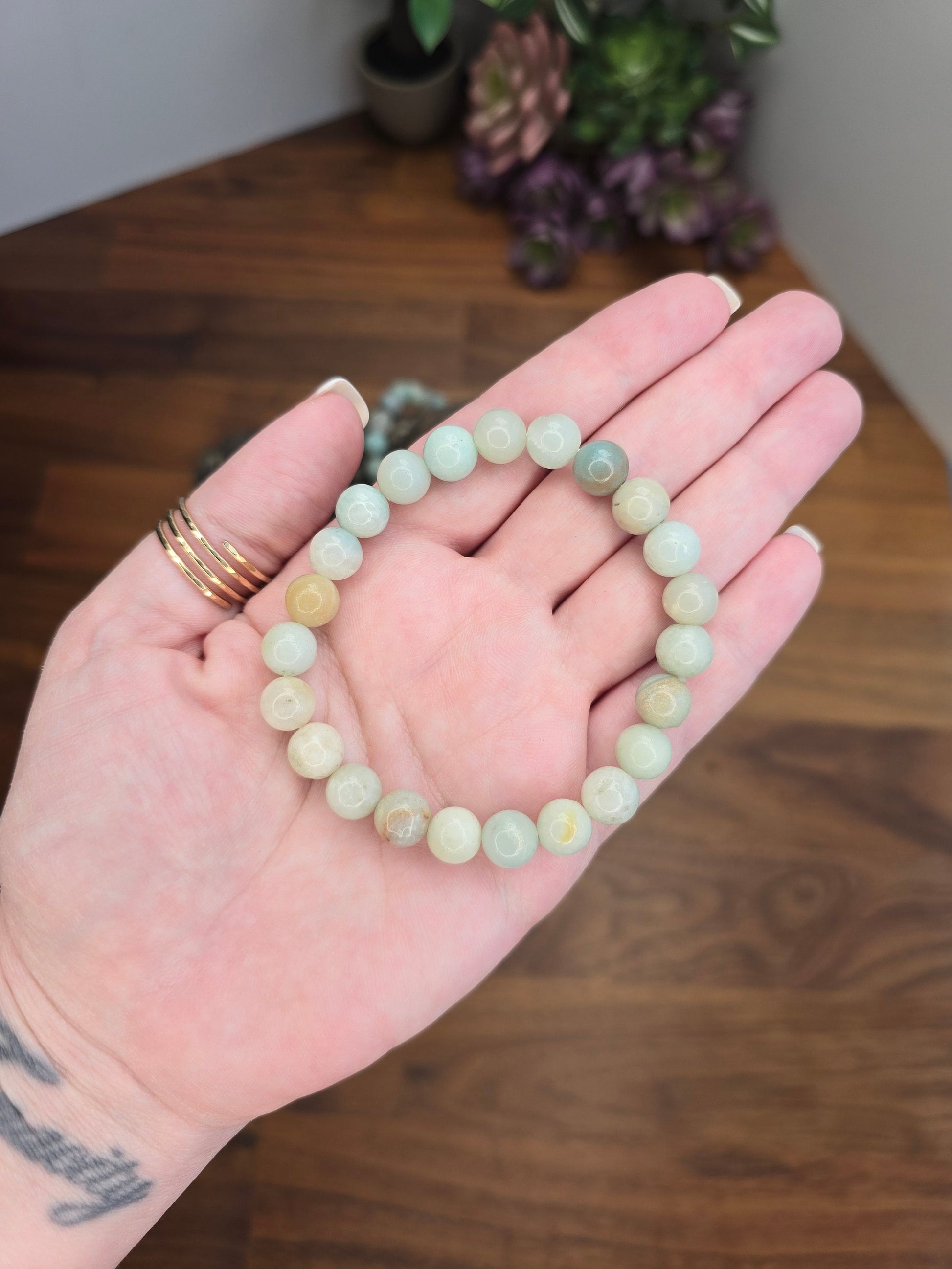 Caribbean Calcite Bracelet | 8MM Crystal Favorites | Calm Ocean Blue, hints of White Surf and Tan Sand | Sea Witch Jewelry & Coastal Love