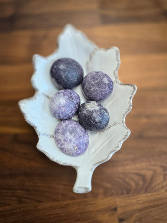 Lepidolite Palm Stone | Purple Crystal Pocket Fidget for Grounding, Calming Energy & Tactile Sleep Aid | Lilac to Grape Hues Intuitive Pick