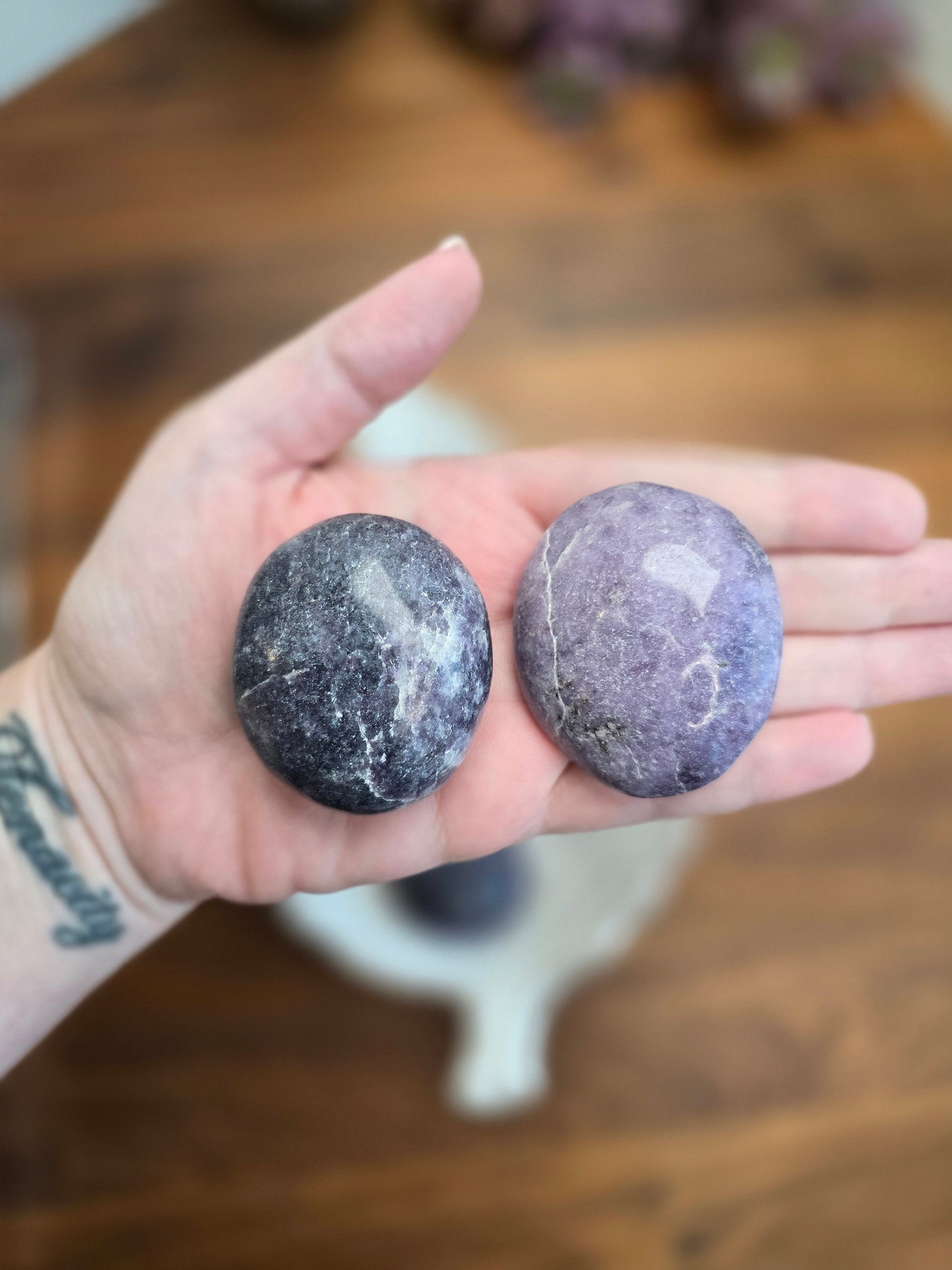 Lepidolite Palm Stone | Purple Crystal Pocket Fidget for Grounding, Calming Energy & Tactile Sleep Aid | Lilac to Grape Hues Intuitive Pick
