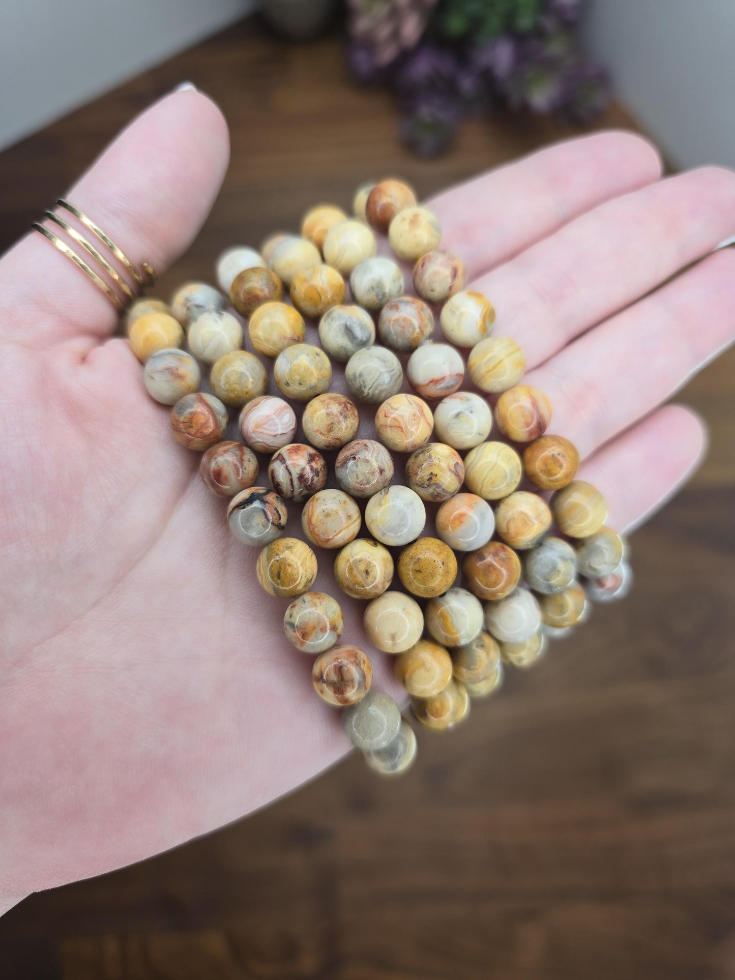 Crazy Lace Agate Bracelet | Mexican Lace | Stretchy with 8MM Beads | Intuitively Chosen