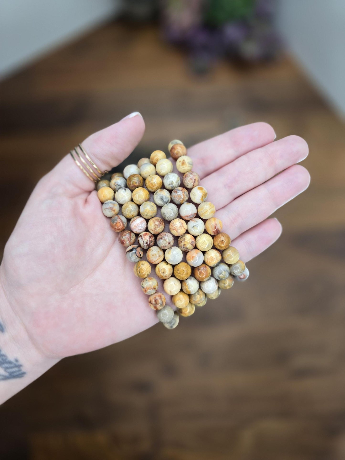 Crazy Lace Agate Bracelet | Mexican Lace | Stretchy with 8MM Beads | Intuitively Chosen