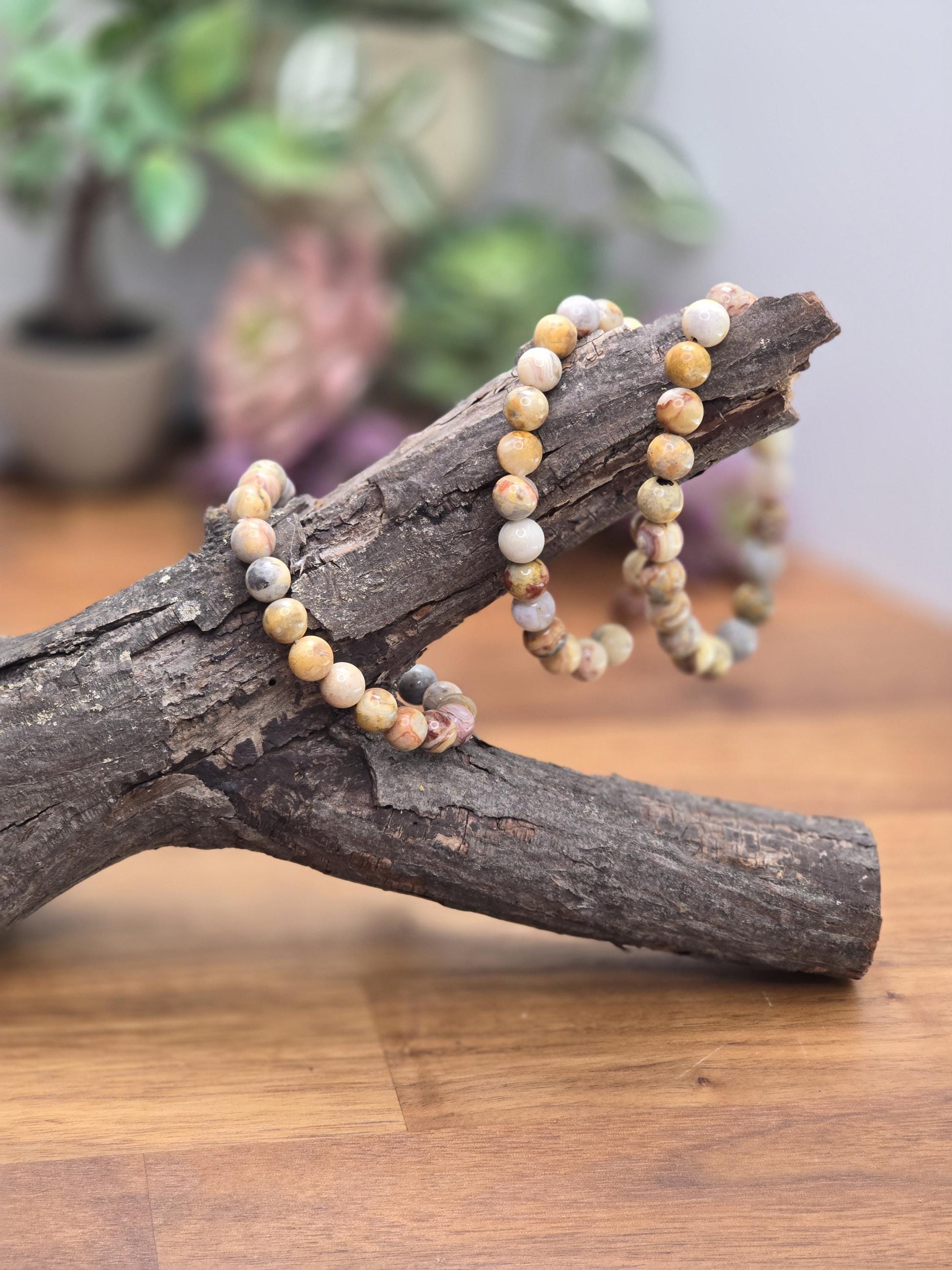 Crazy Lace Agate Bracelet | Mexican Lace | Stretchy with 8MM Beads | Intuitively Chosen