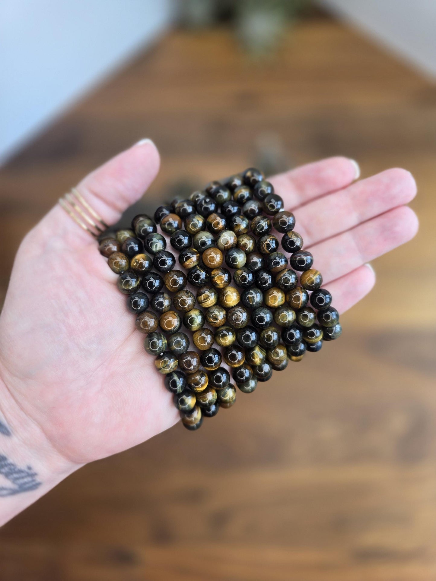 Blue & Yellow Tiger Eye | 8MM Crystal Bracelet | Mixed Tigerseye Beads | Gifts for Men or Teens | Intuitively Chosen