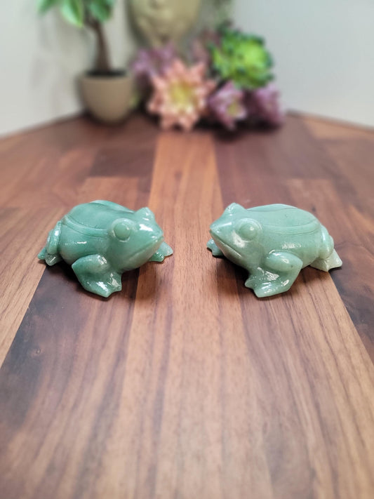 Green Aventurine Crystal Frogs | Medium Size Carvings | Rainforest Friends | 3 Inches | Geology Rocks | Science Class Fun | Aquarium Decor