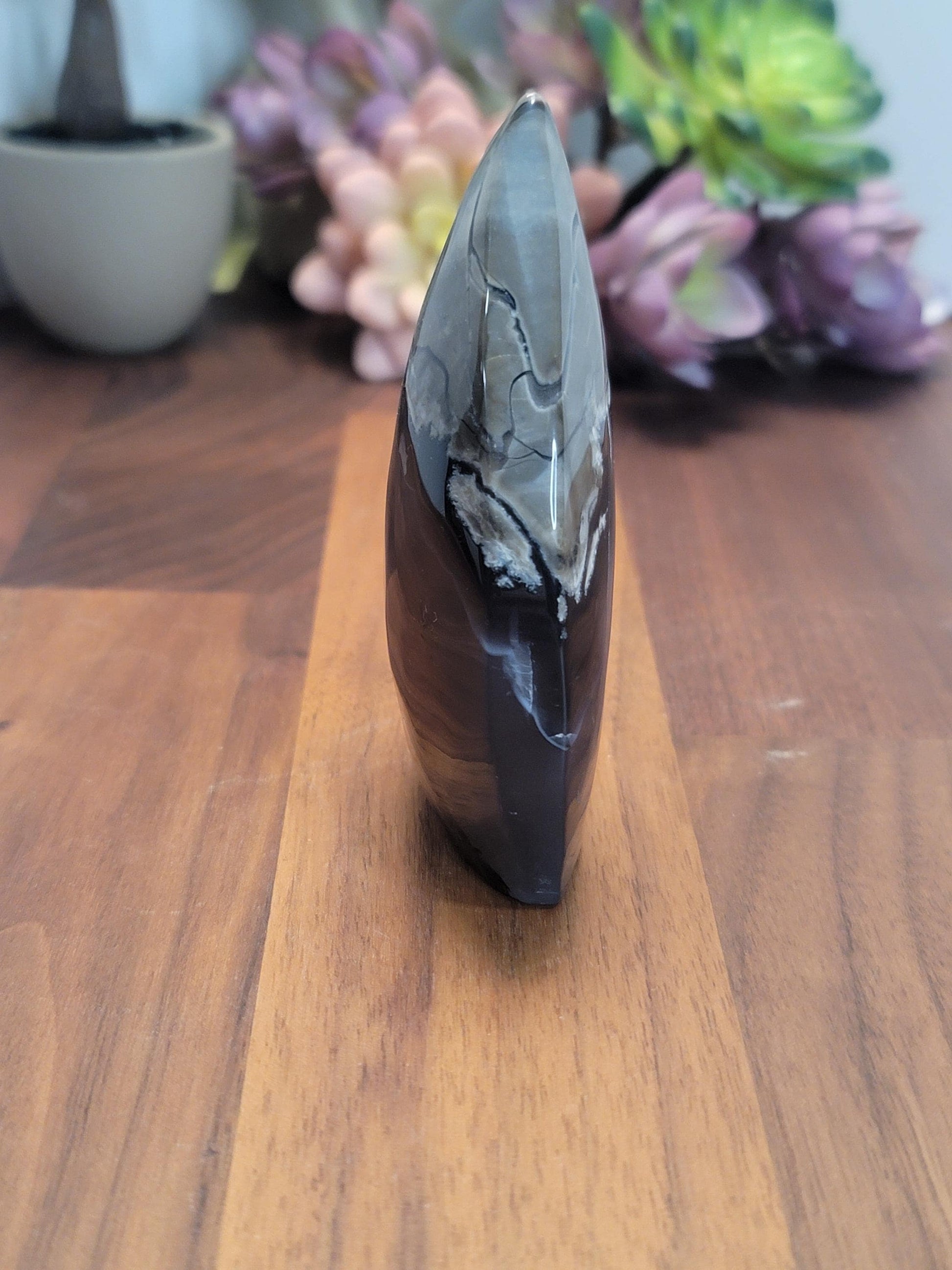 Volcano Agate Teardrop | Cinna | Black Crystal Flame | Green UV Reaction | Cool Freeform Volcanic Rock | 3.75" | Geology Rocks! | New Stock