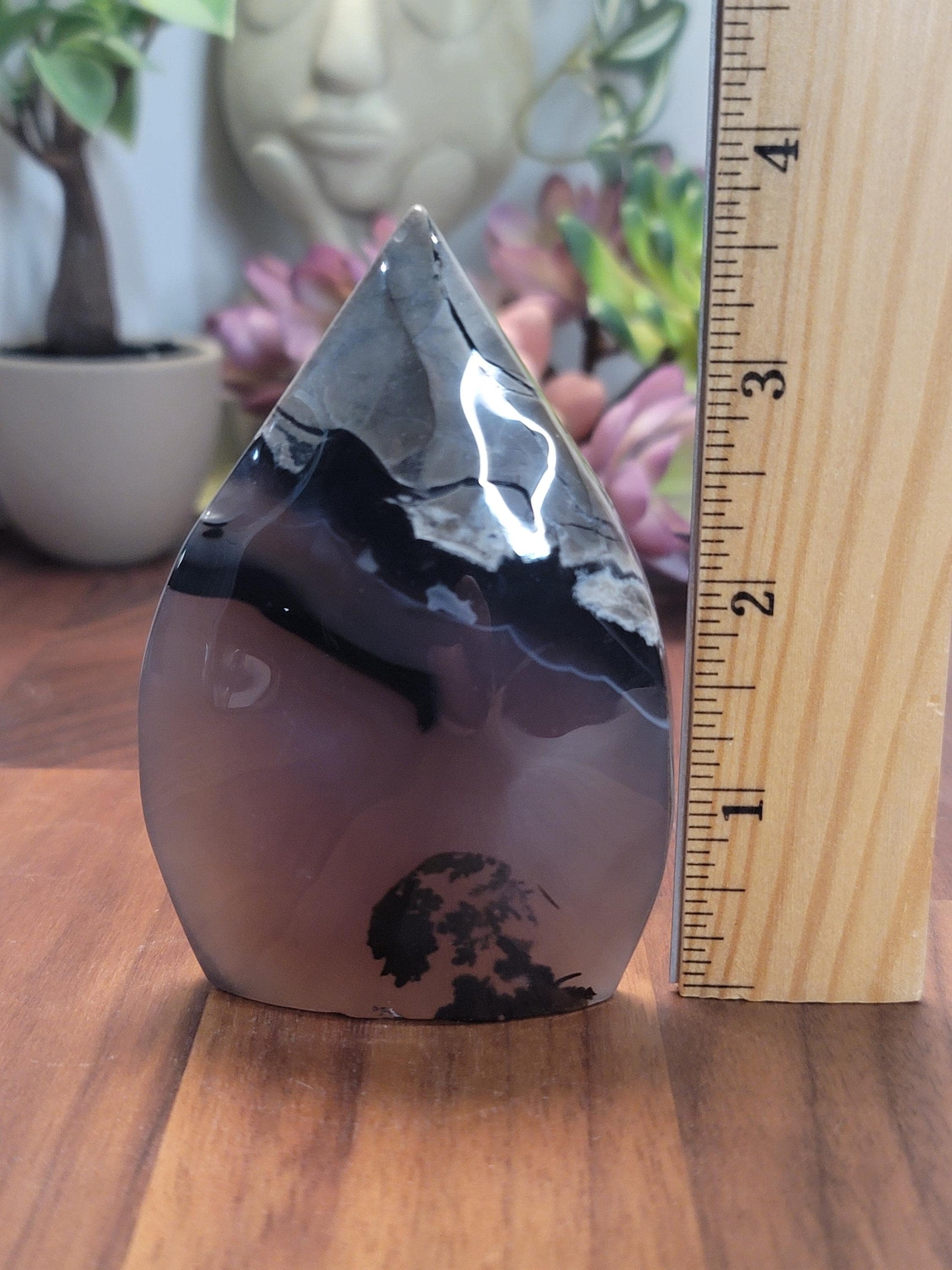 Volcano Agate Teardrop | Cinna | Black Crystal Flame | Green UV Reaction | Cool Freeform Volcanic Rock | 3.75" | Geology Rocks! | New Stock