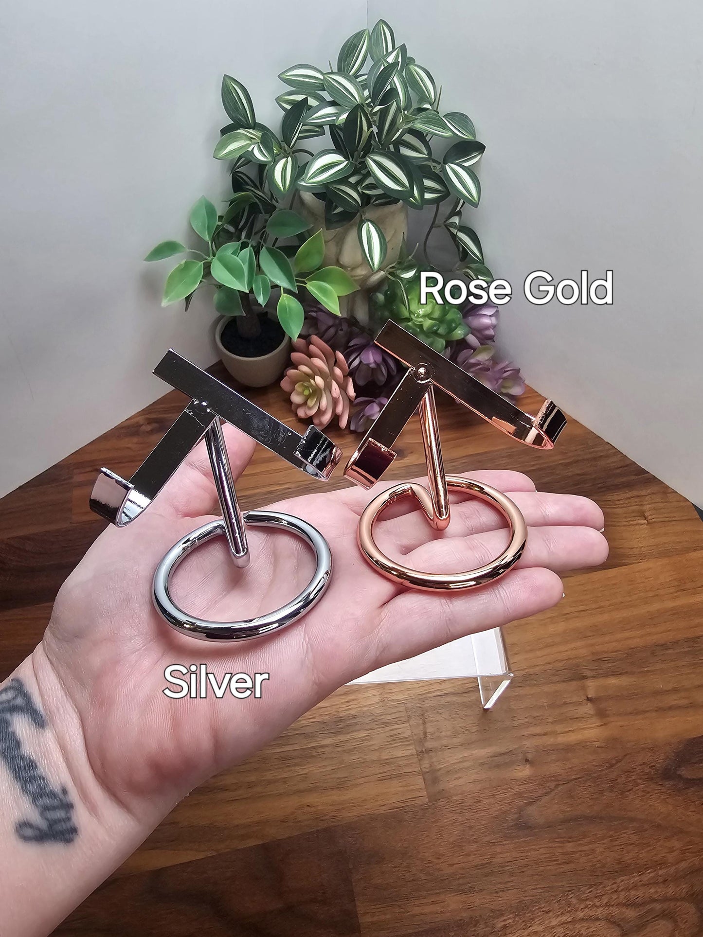 Crystal Heart Display Stand | Metal Specimen Holder | Silver, Gold or Black | Large, Medium & Standard Sizes Available | Intuitively Chosen