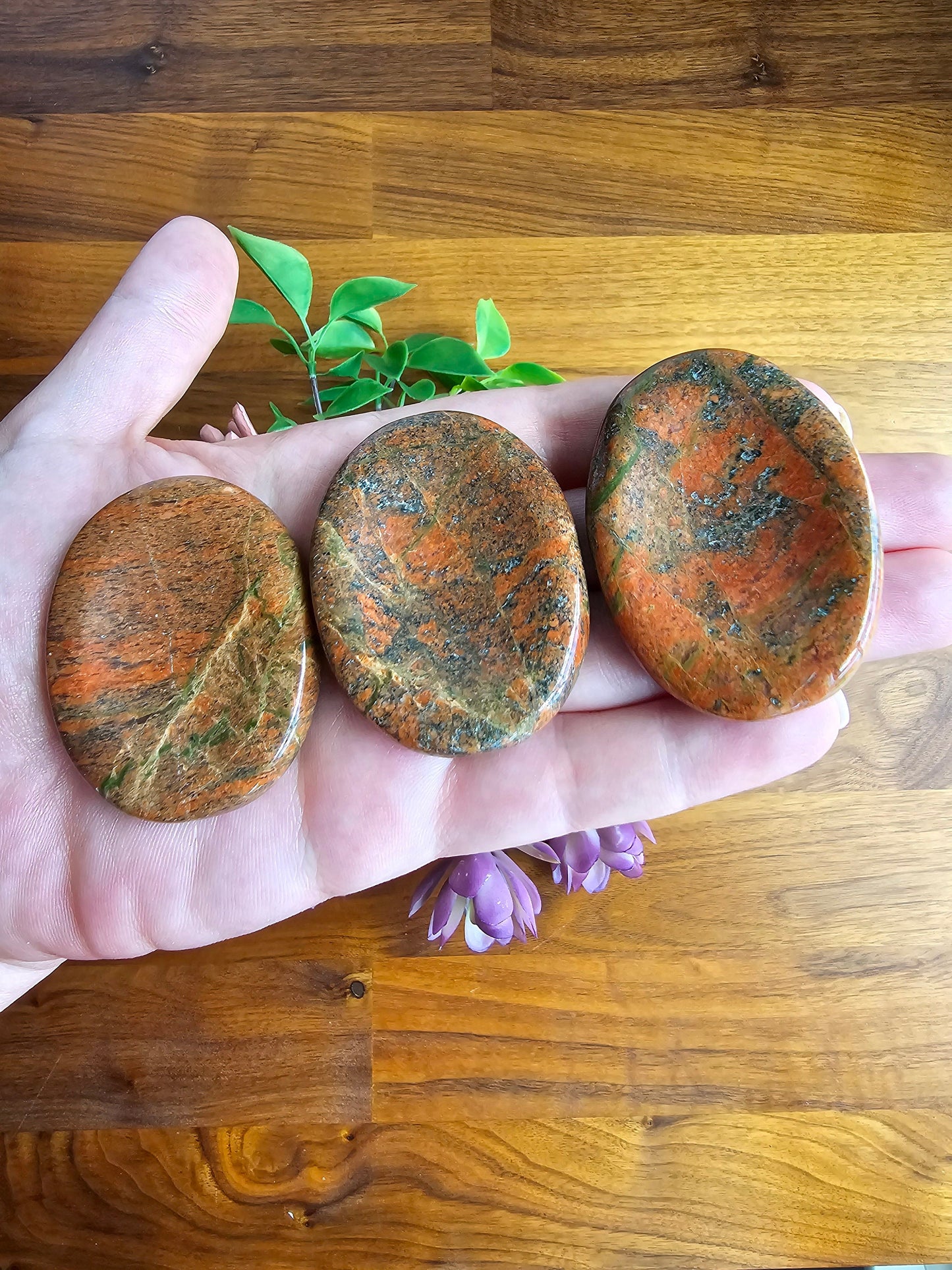 Chunky Unakite Worry Stone: Pink and Green Fidget Pocket Crystal