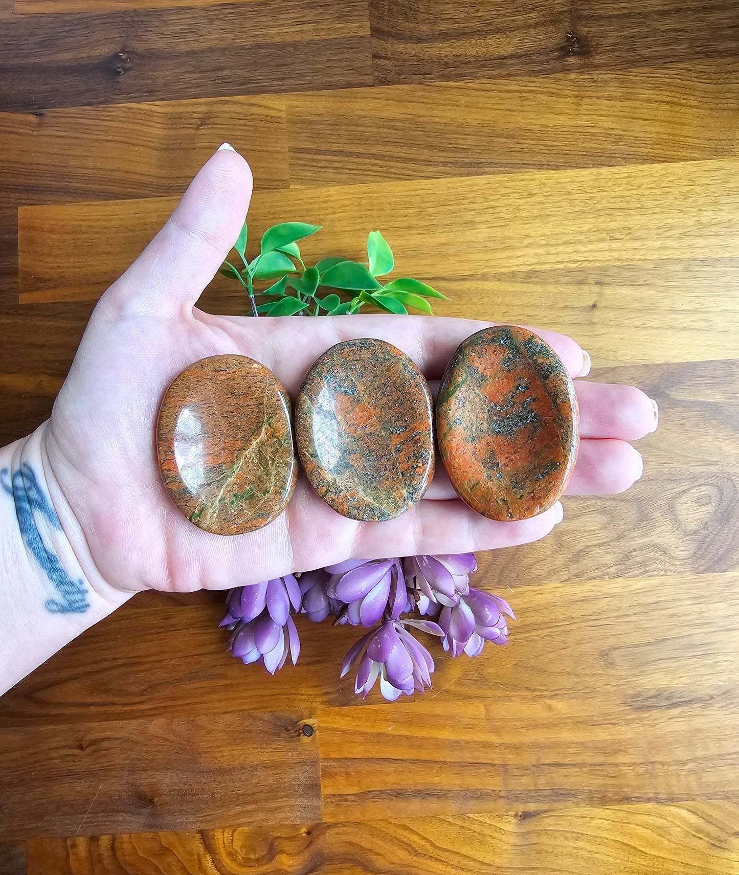 Chunky Unakite Worry Stone: Pink and Green Fidget Pocket Crystal