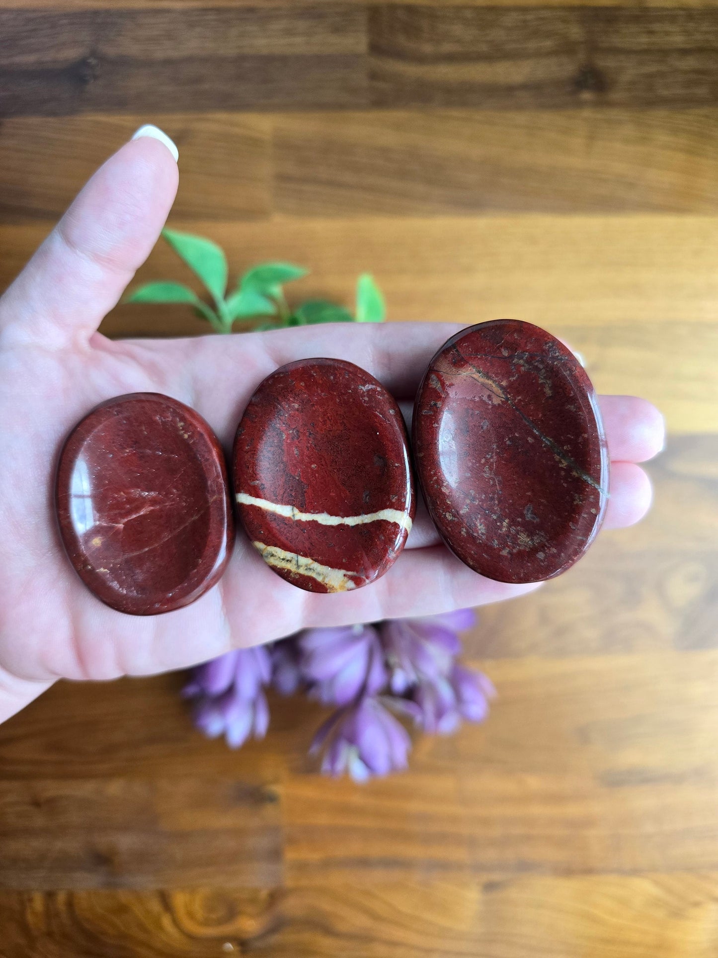 Red Jasper Worry Stone: Brecciated Crystal Fidget (1.9")