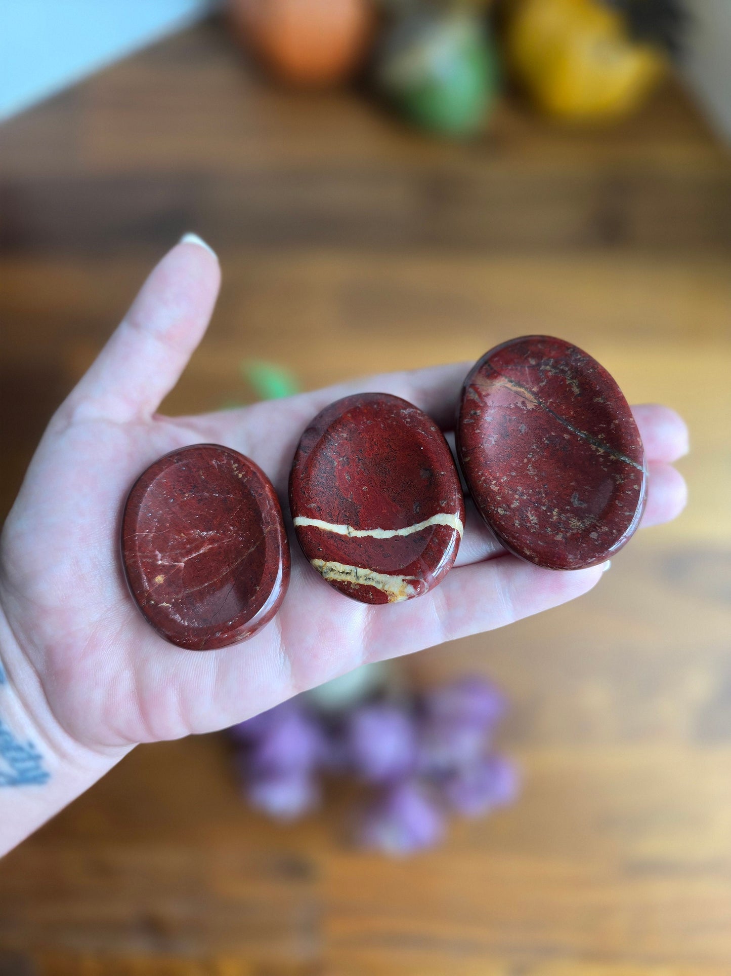 Red Jasper Worry Stone: Brecciated Crystal Fidget (1.9")