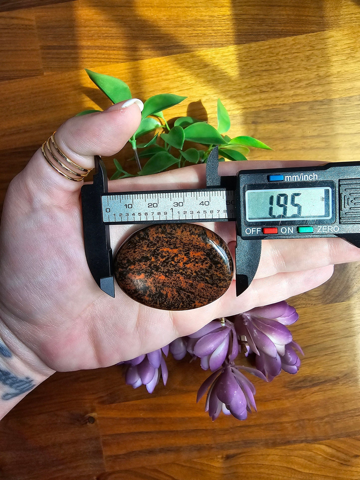 Mahogany Obsidian Worry Stone: Red Black Pocket Crystal, ADHD Fidget (49 MM)