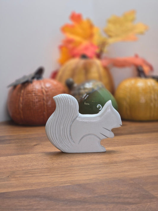 White Albino Squirrel Crystal Carving for Autumn and Spring Decor.