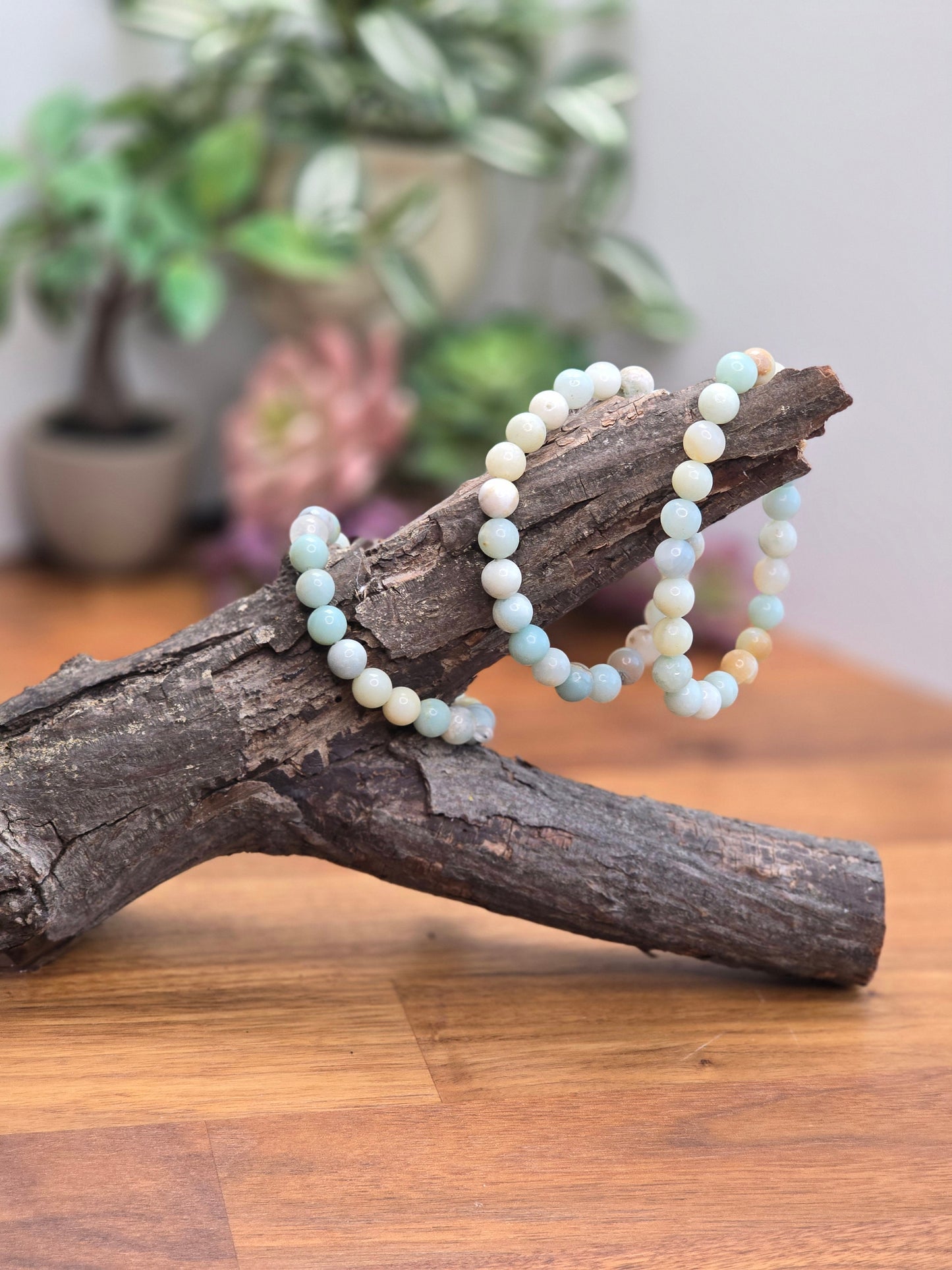 Caribbean Calcite Bracelet | 8MM Crystal Favorites | Calm Ocean Blue, hints of White Surf and Tan Sand | Sea Witch Jewelry & Coastal Love