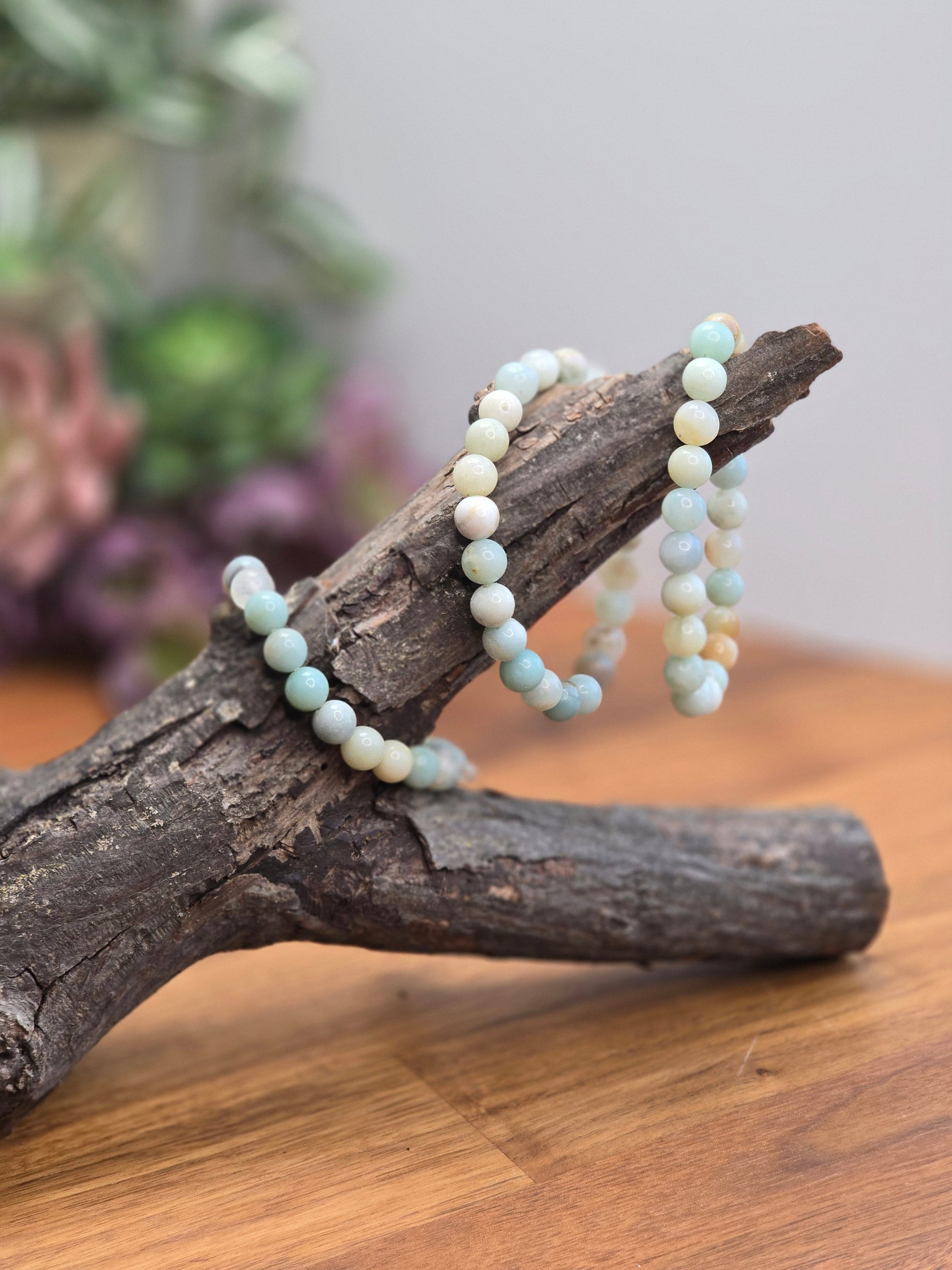 Caribbean Calcite Bracelet | 8MM Crystal Favorites | Calm Ocean Blue, hints of White Surf and Tan Sand | Sea Witch Jewelry & Coastal Love