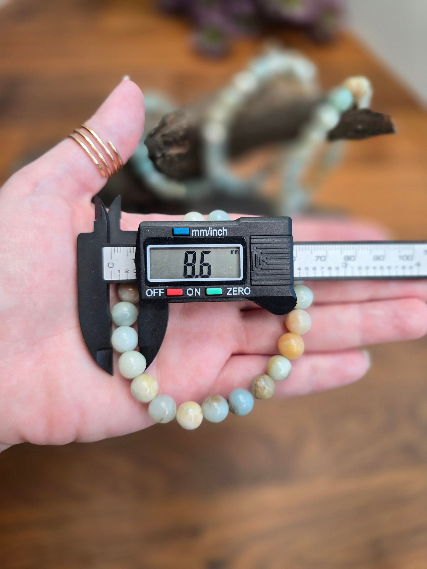 Caribbean Calcite Bracelet | 8MM Crystal Favorites | Calm Ocean Blue, hints of White Surf and Tan Sand | Sea Witch Jewelry & Coastal Love